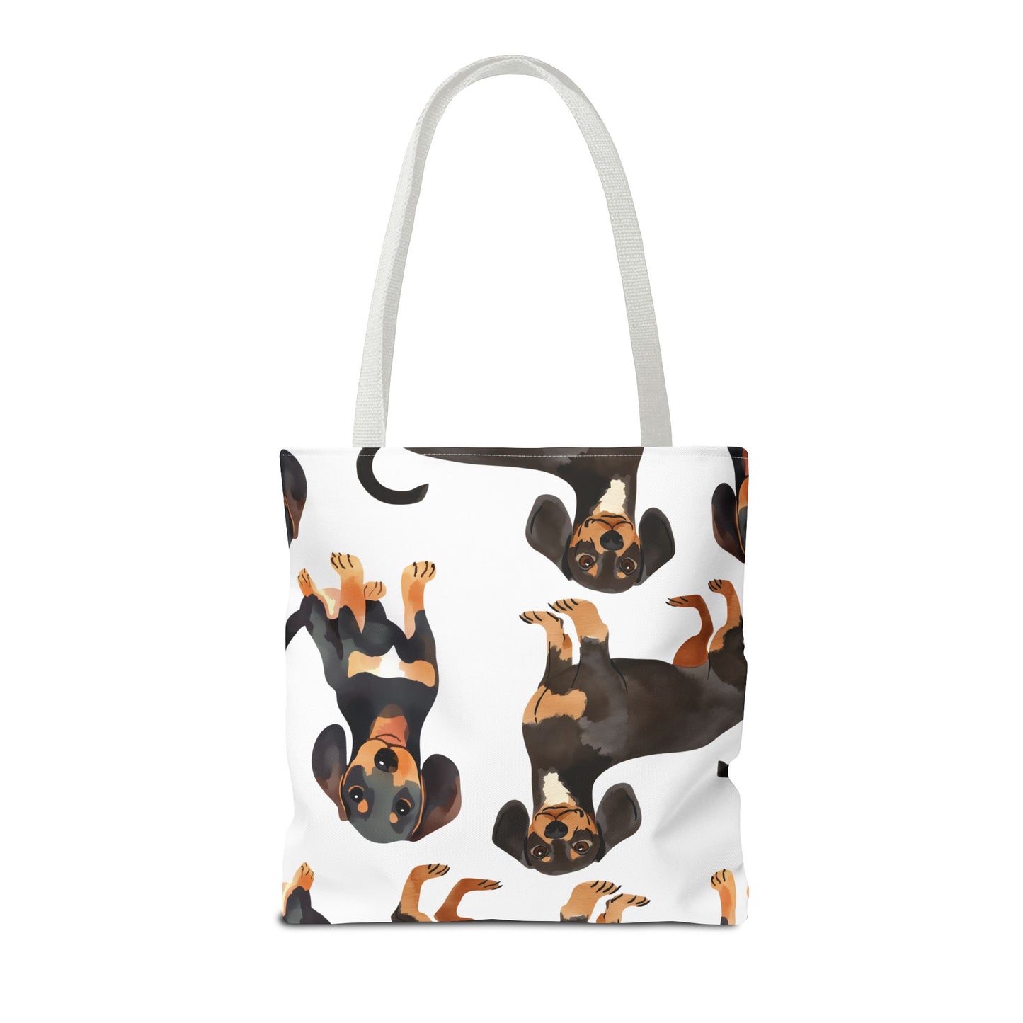 Black and Tan Dachshund Puppy Tote Bag Bright and Cheerful Weiner Doxie Patterned