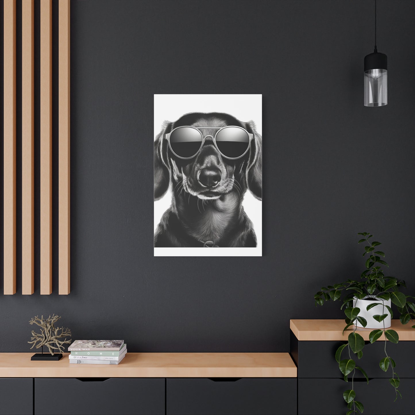 Stylish Dog Canvas Wall Art Dog Lover Gift Home Decor, Black and White Game Room