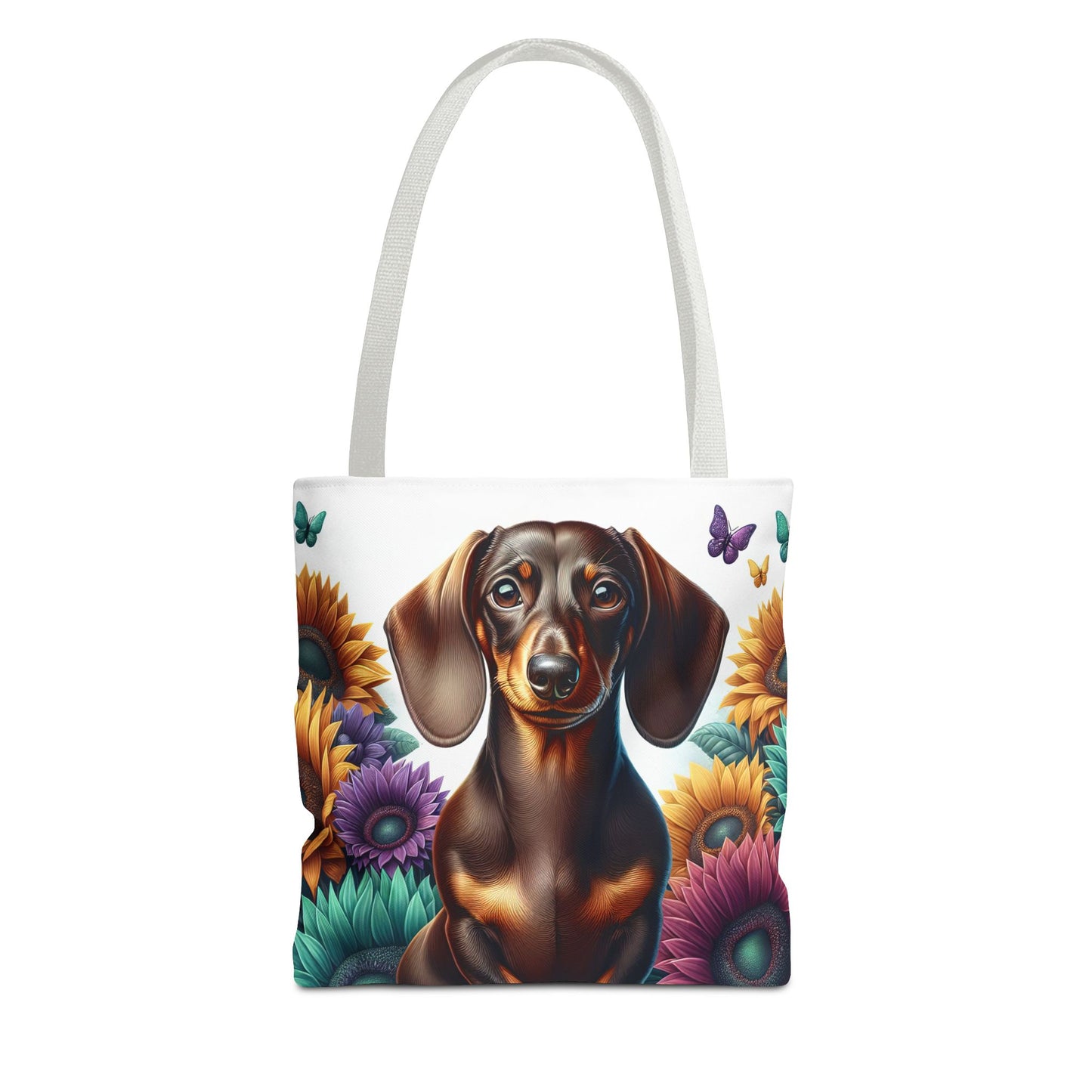 Brilliant Color Black and Tan Dachshund Puppy Tote Bag Bright and Cheerful Weiner Doxie