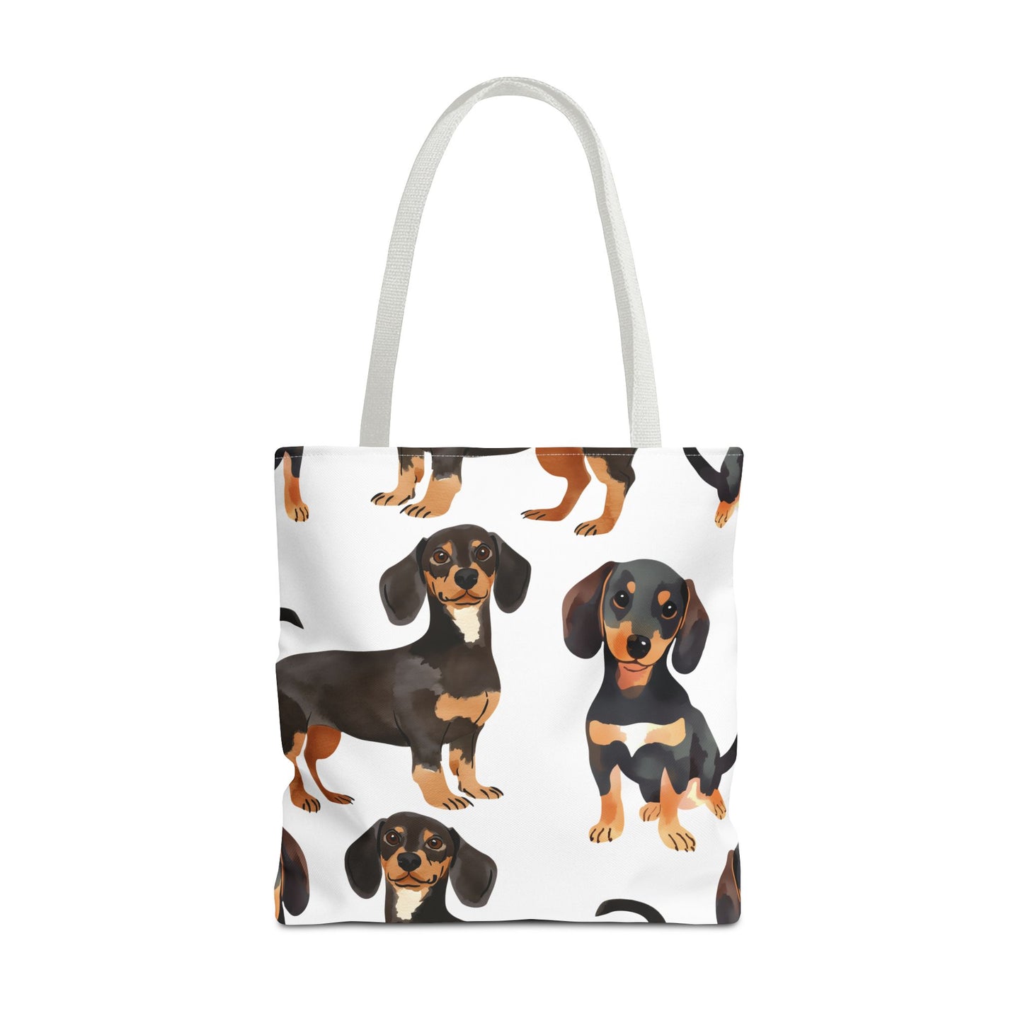 Black and Tan Dachshund Puppy Tote Bag Bright and Cheerful Weiner Doxie Patterned