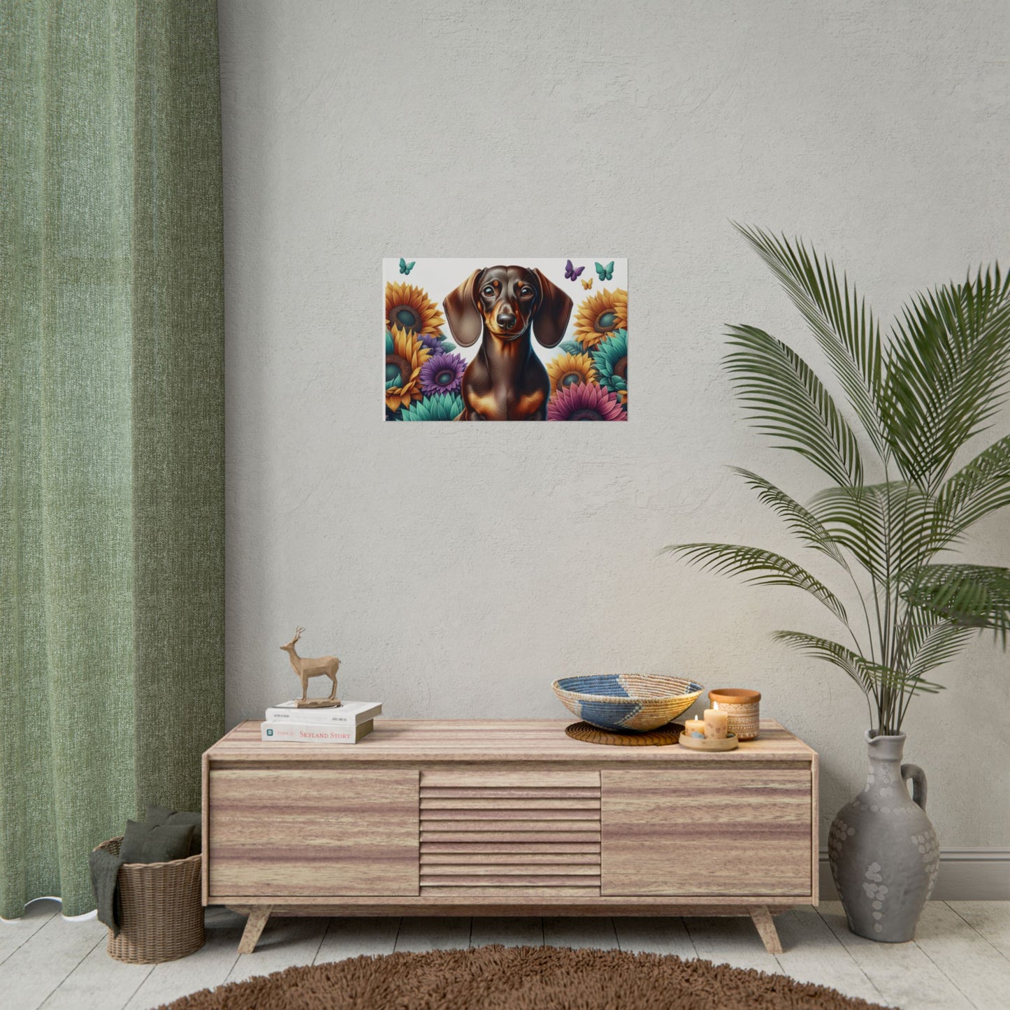 Floral Dachshund Rolled Posters