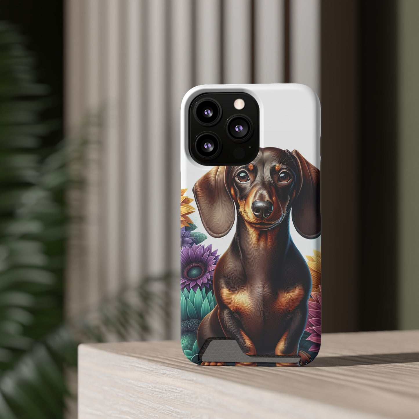 Dachshund Phone Case, Trendy Wallet Case for Dog Lovers, Cute Card Holder Cover, Animal Print Accessory, Slim Protective