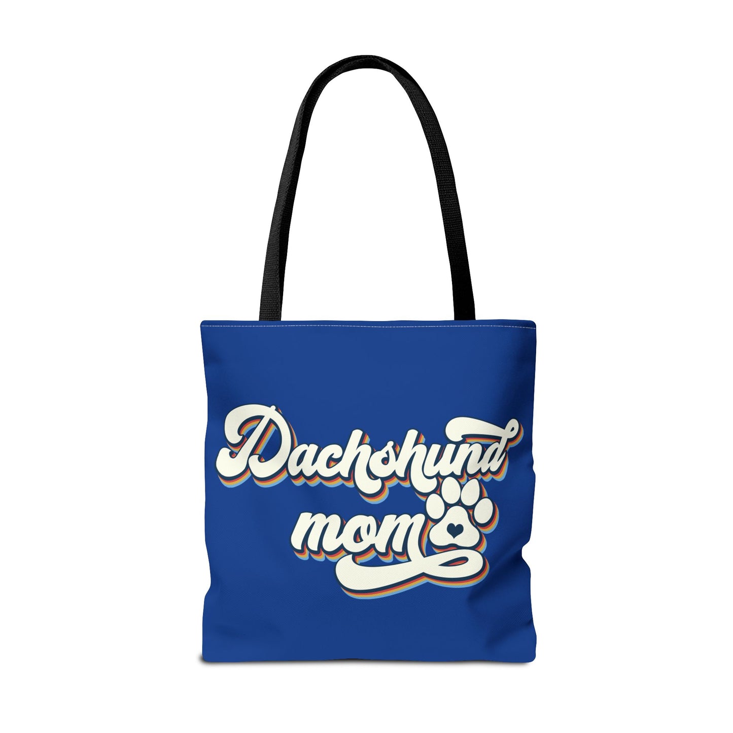 Navy Blue Dachshund Puppy Tote Bag Bright and Cheerful Weiner Doxie