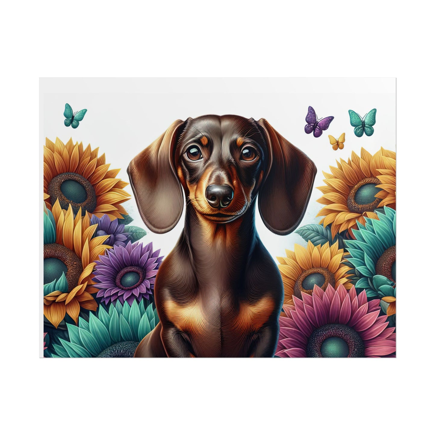 Floral Dachshund Rolled Posters