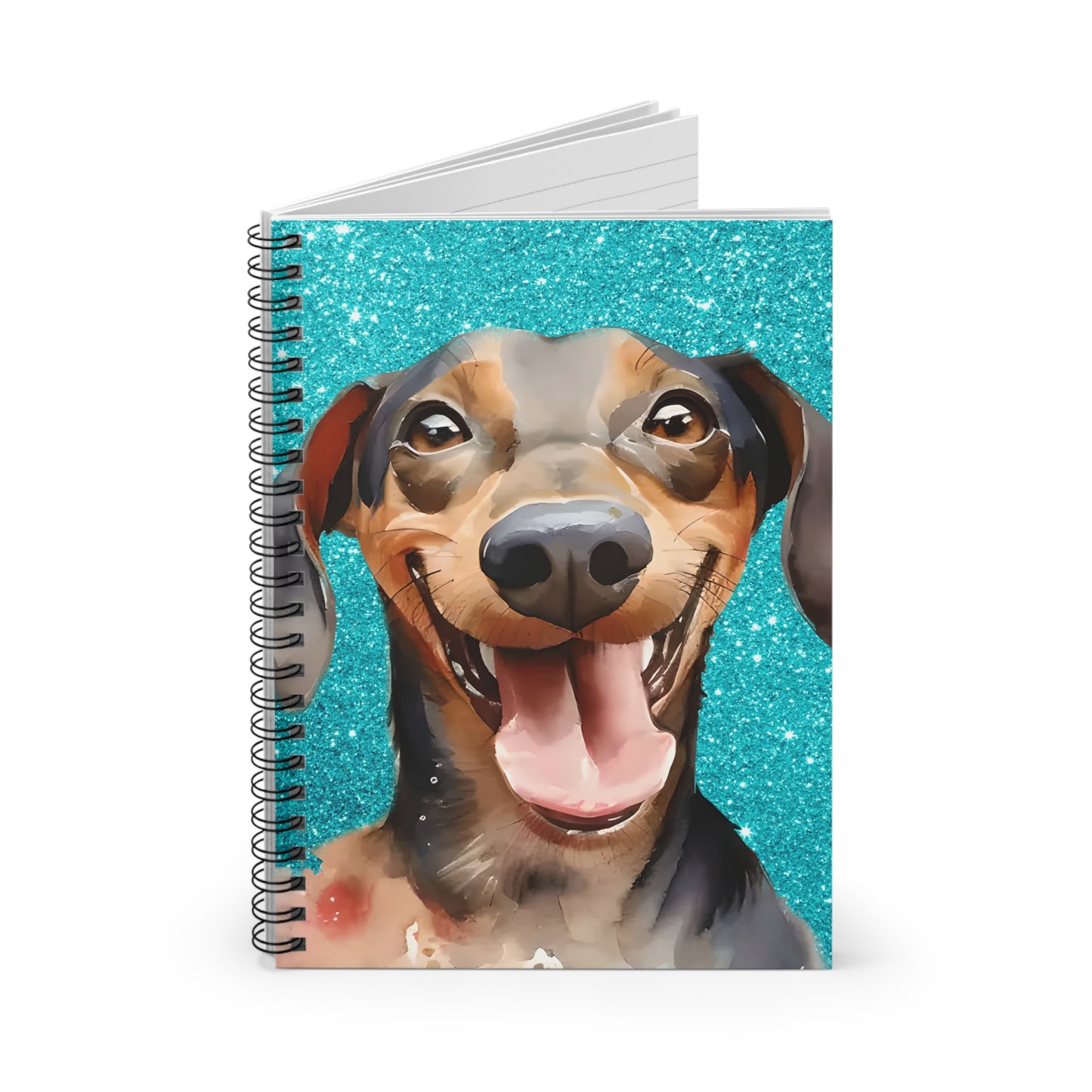 Dachshund Spiral Notebook - Ruled Line, Cute Dog Journal, Pet Lover Notepad, Lined Writing Pad Black and Tan Doxie Mom