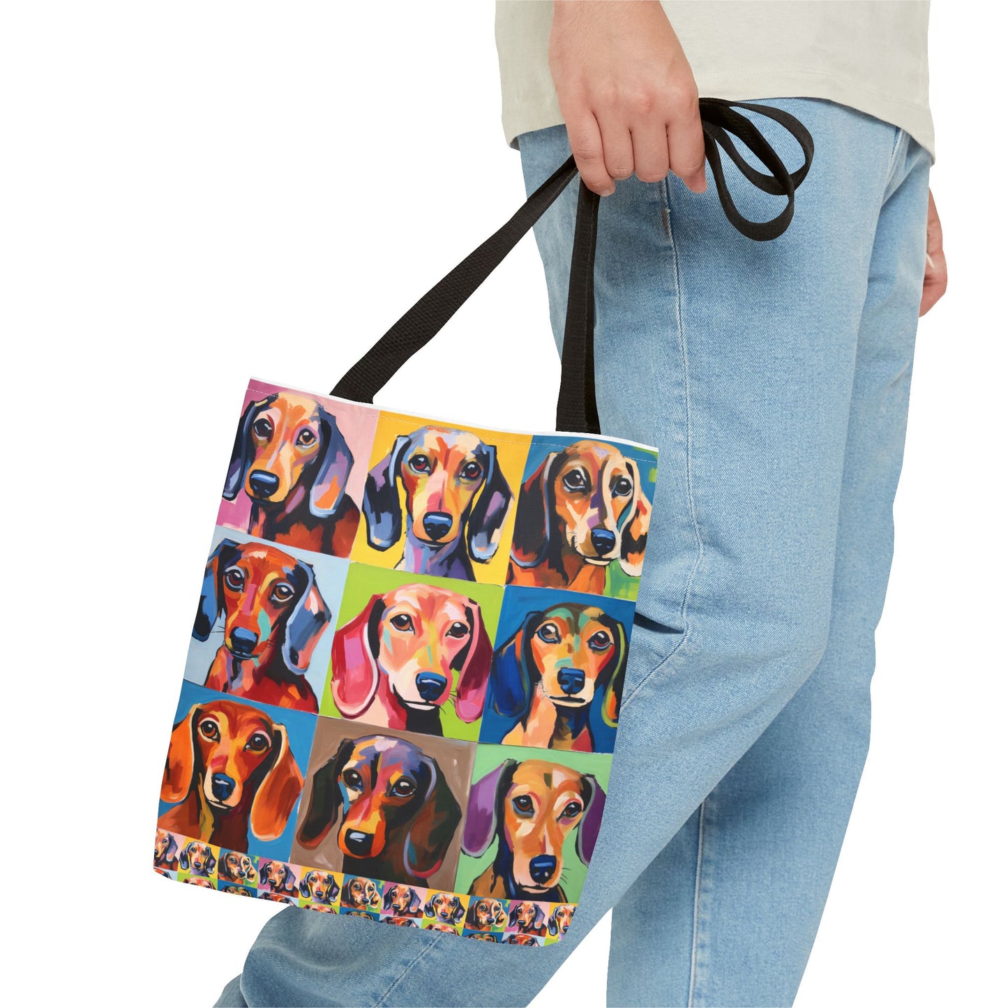 Colorful Dachshund Tote Bag Bright and Cheerful Brown Dapple Weiner