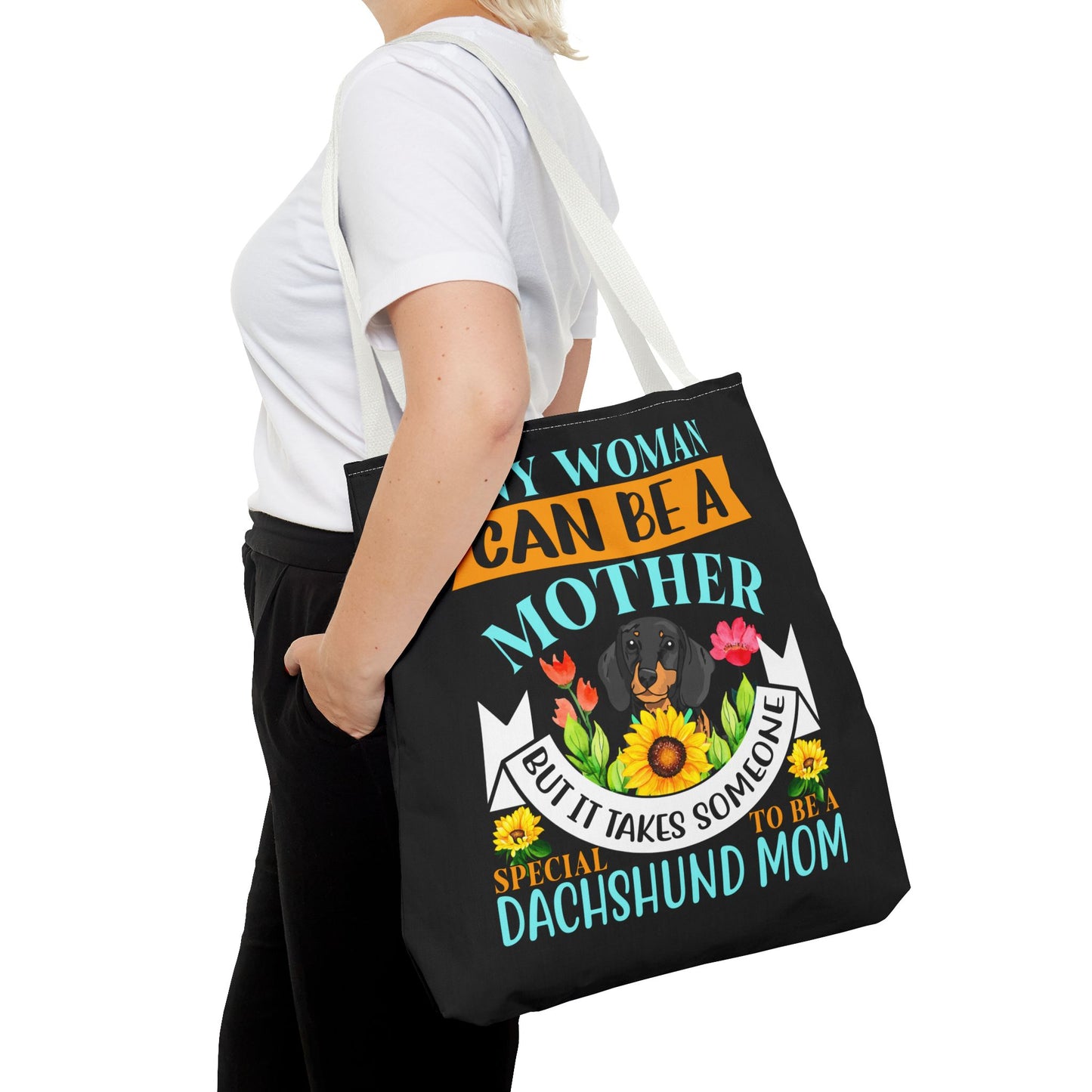 Mom Dachshund Puppy Tote Bag Bright and Cheerful Weiner Doxie