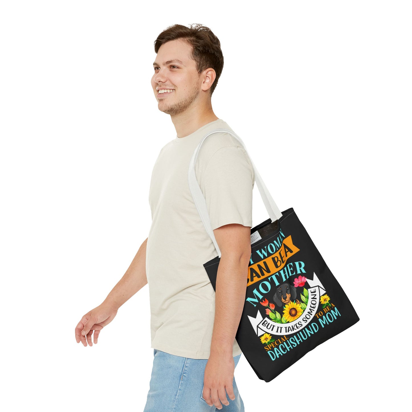 Mom Dachshund Puppy Tote Bag Bright and Cheerful Weiner Doxie