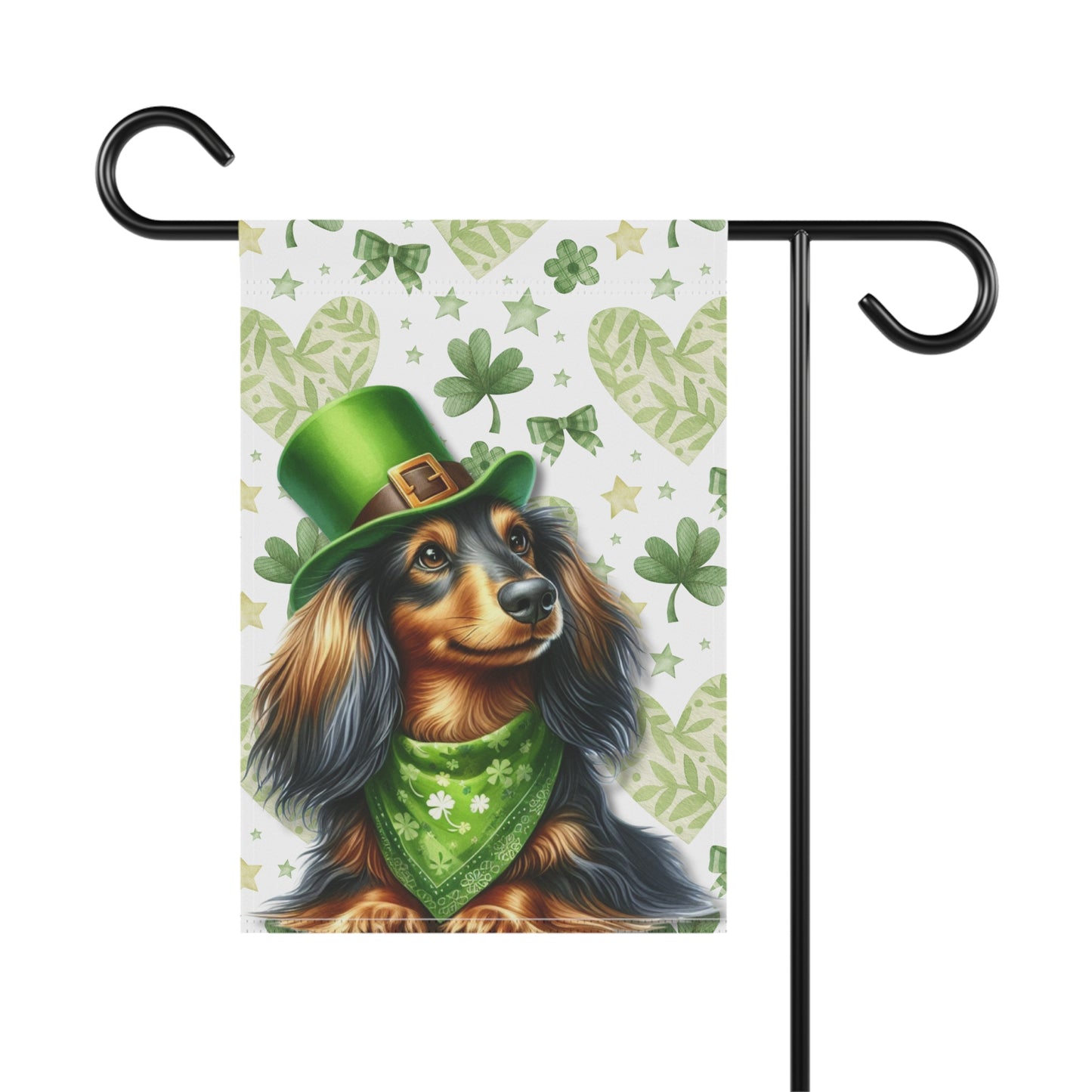 St Patricks Spring Garden Flag Dog Mom Banner Home Decor Dachshund Patty Day