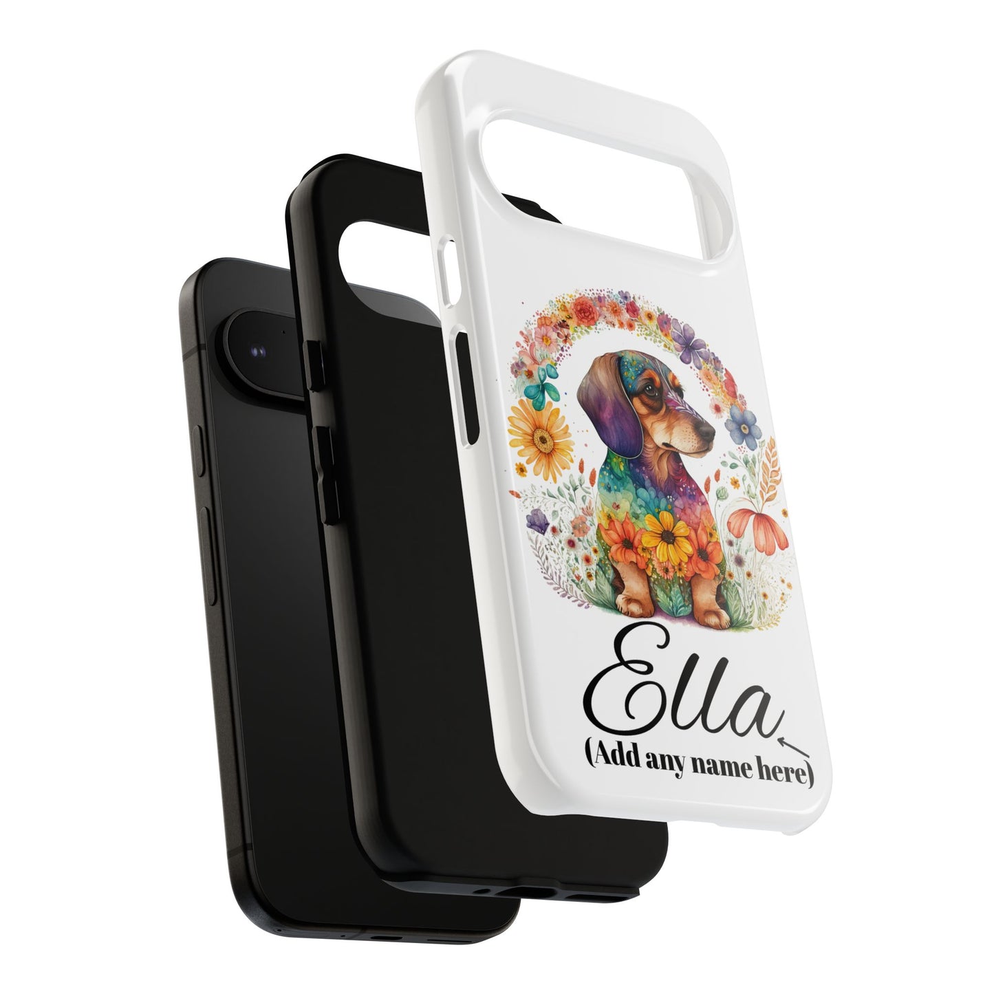 Personalized Dachshund Case for Pet Lovers Floral Phone Case Custom Name Phone
