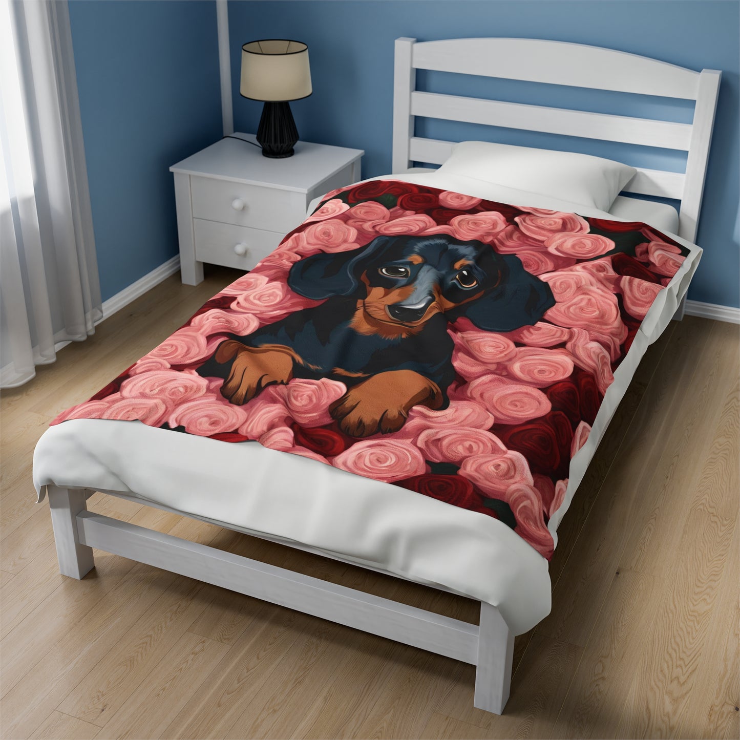 Black and Tan Dachshund Weiner Dog Velveteen Plush Cozy Throw Blanket Valentines