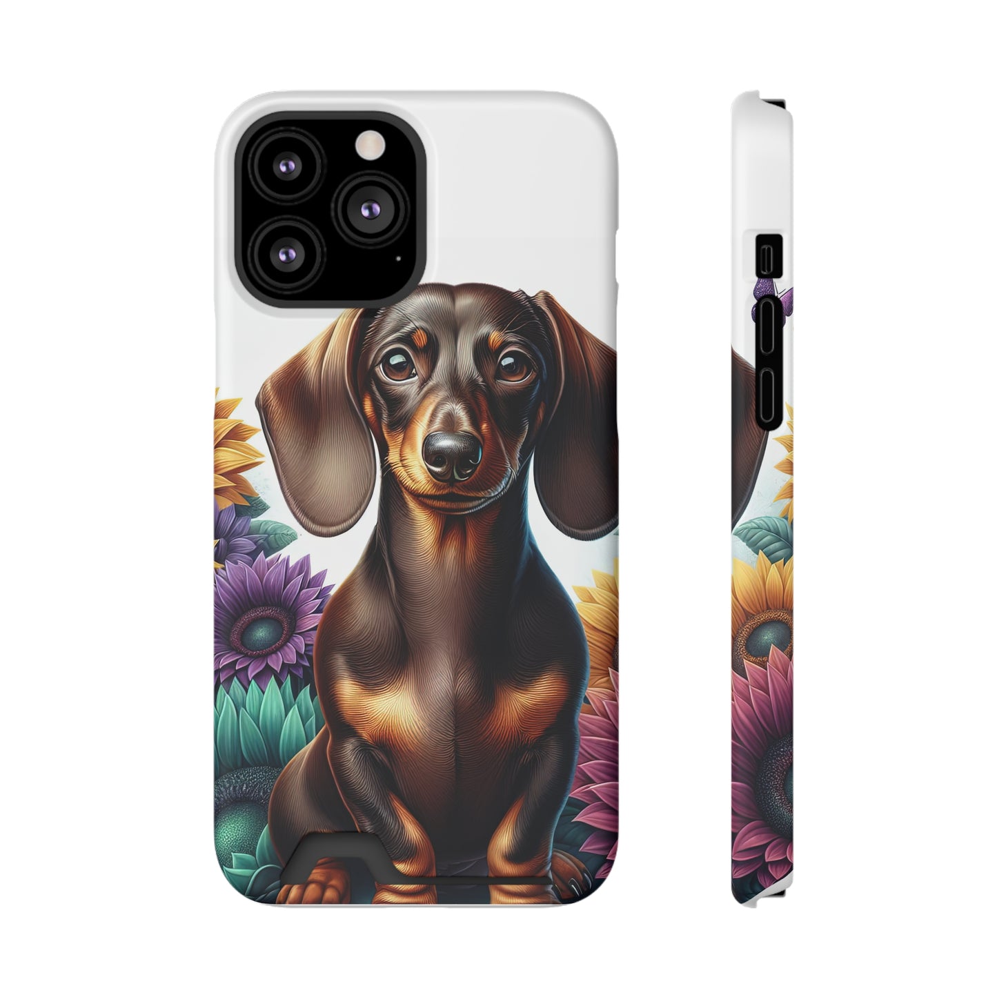 Dachshund Phone Case, Trendy Wallet Case for Dog Lovers, Cute Card Holder Cover, Animal Print Accessory, Slim Protective
