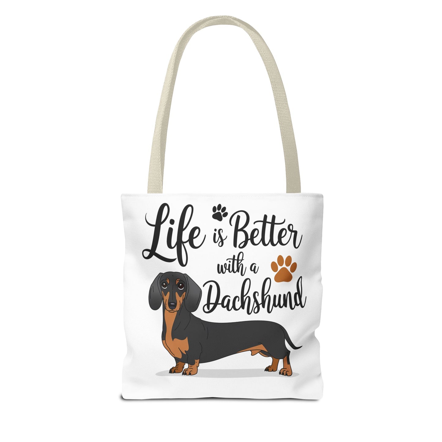 Black and Tan Dachshund Puppy Tote Bag Bright and Cheerful Weiner Doxie