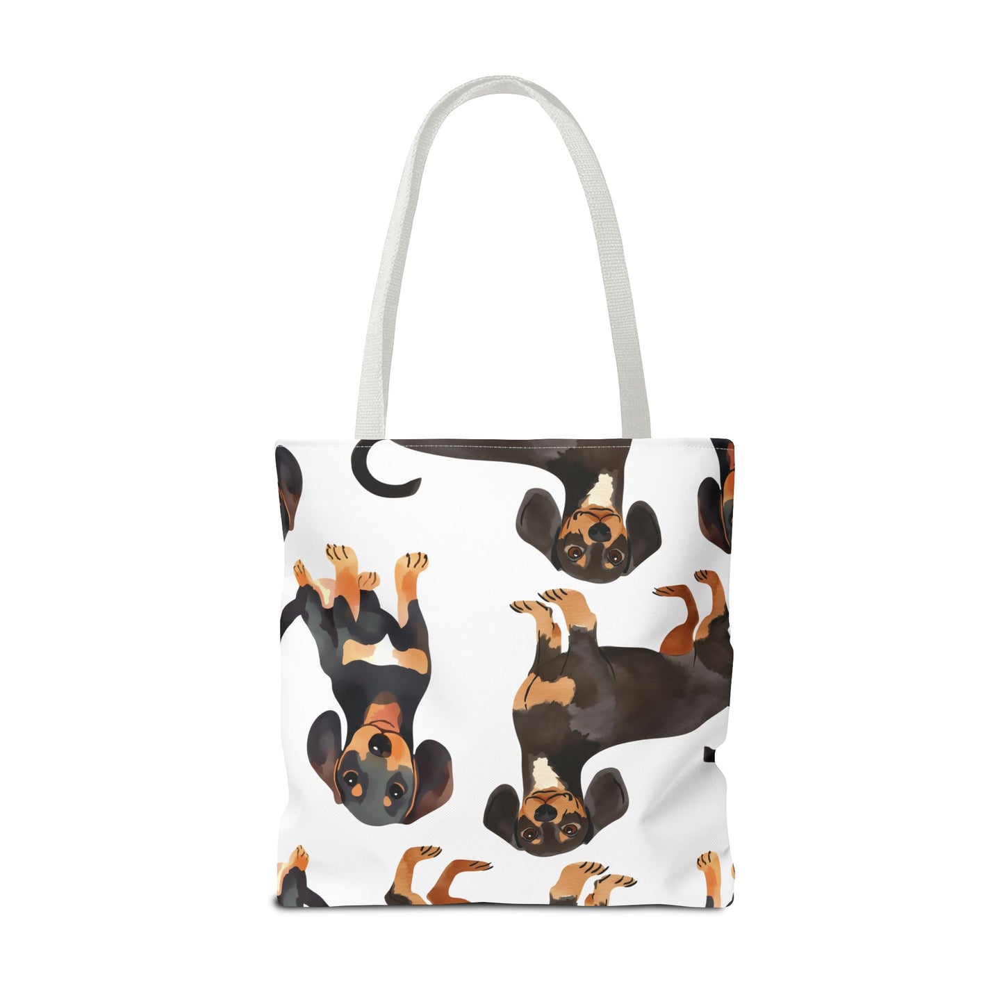 Black and Tan Dachshund Puppy Tote Bag Bright and Cheerful Weiner Doxie Patterned