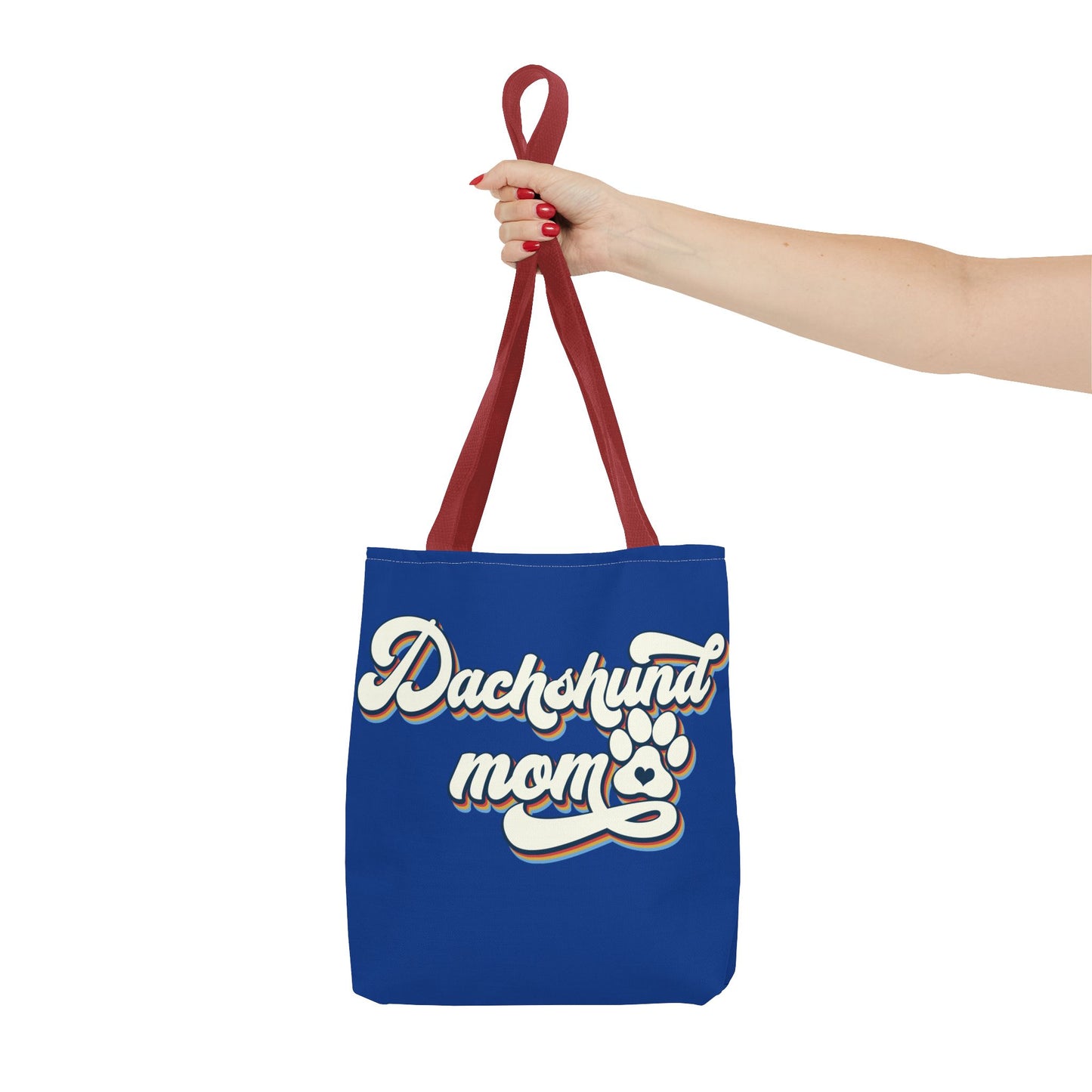 Navy Blue Dachshund Puppy Tote Bag Bright and Cheerful Weiner Doxie