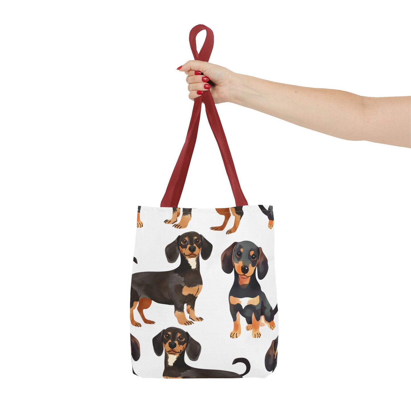 Black and Tan Dachshund Puppy Tote Bag Bright and Cheerful Weiner Doxie Patterned