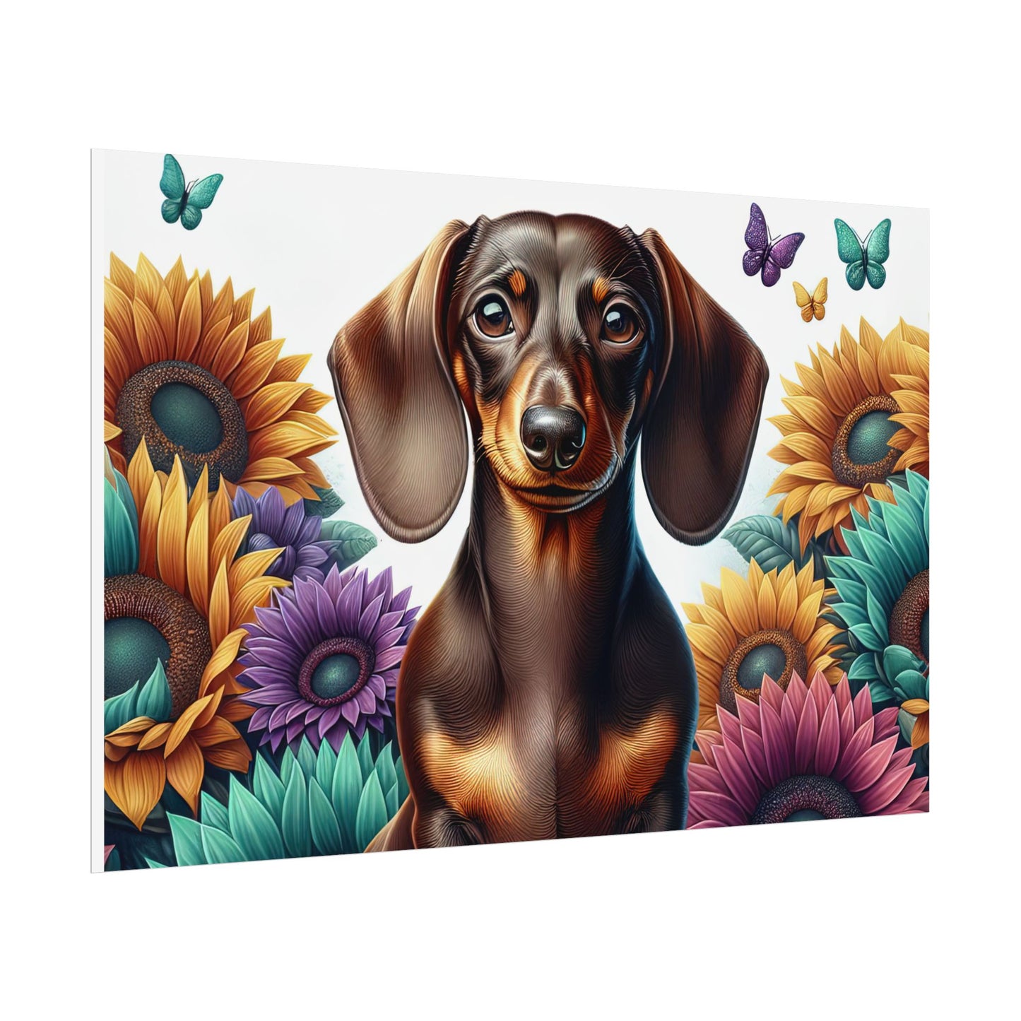 Floral Dachshund Rolled Posters