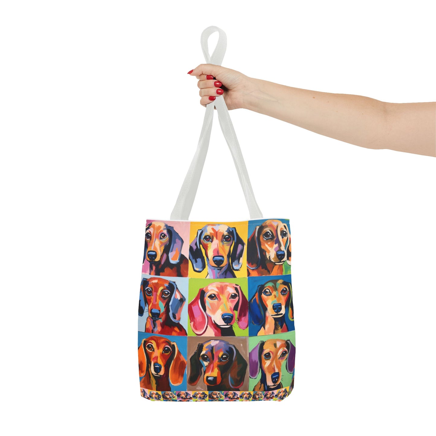 Colorful Dachshund Tote Bag Bright and Cheerful Brown Dapple Weiner