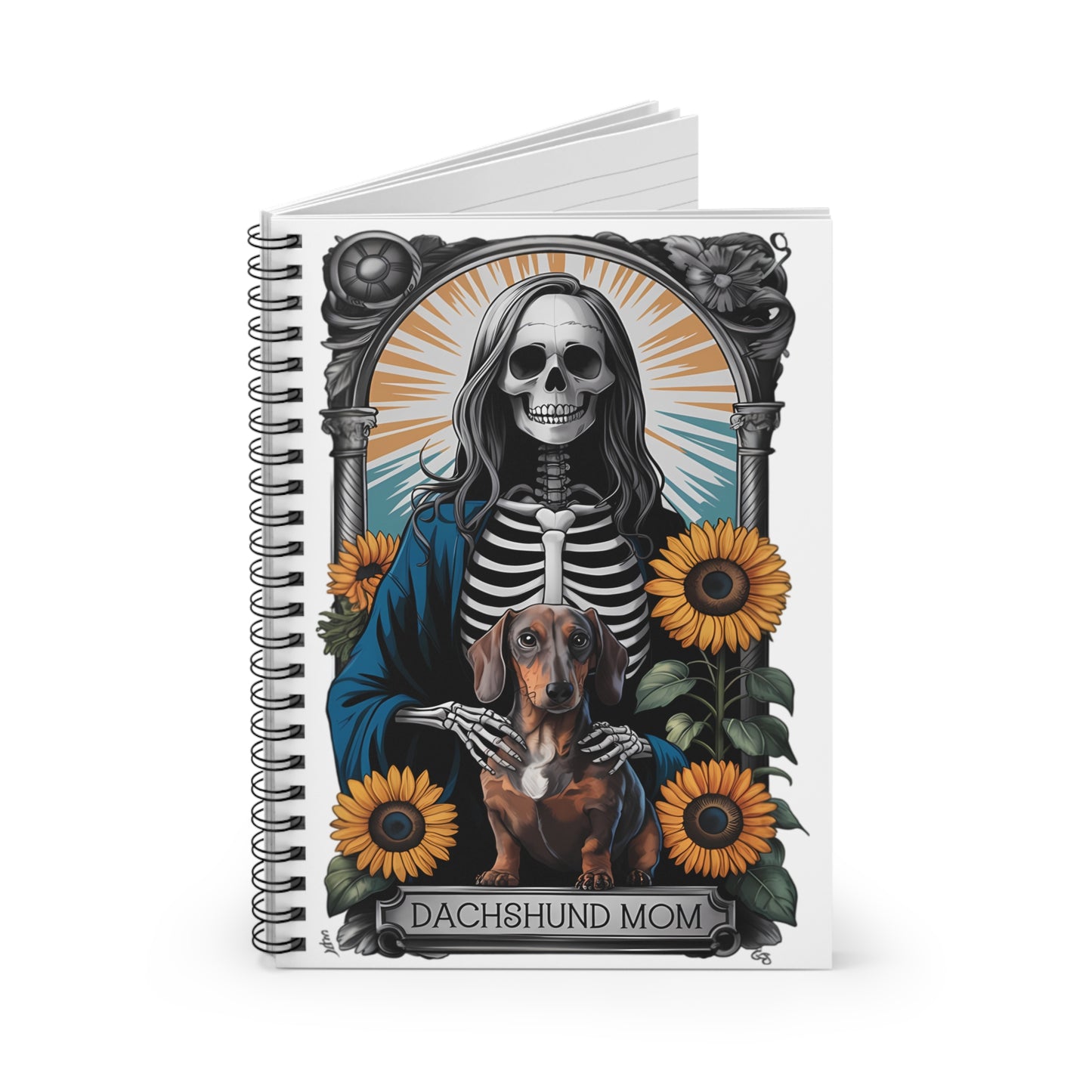 Tarot Dachshund Mom Art Inspired Spiral Notebook Pet Journal, Dog Lover Gift