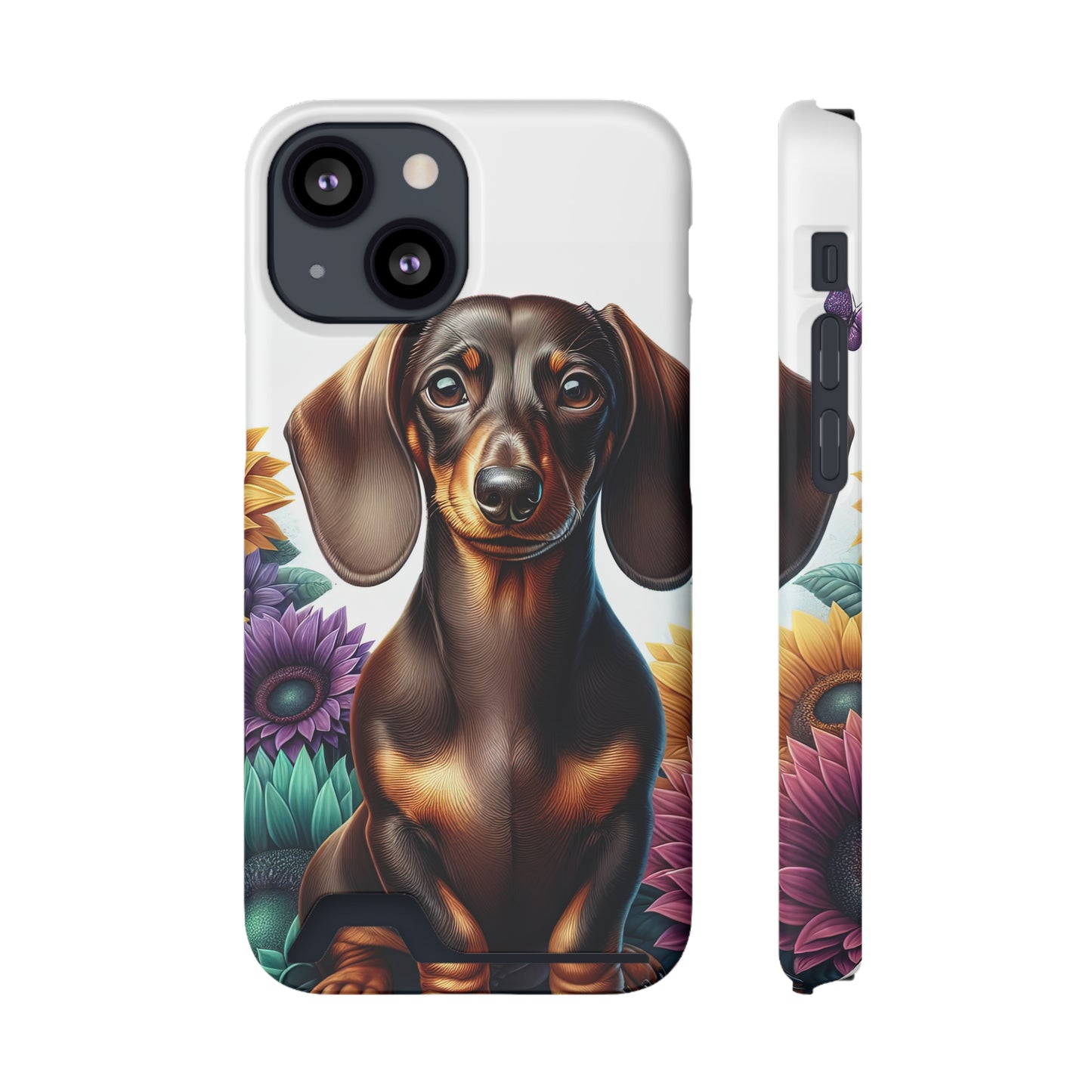Dachshund Phone Case, Trendy Wallet Case for Dog Lovers, Cute Card Holder Cover, Animal Print Accessory, Slim Protective