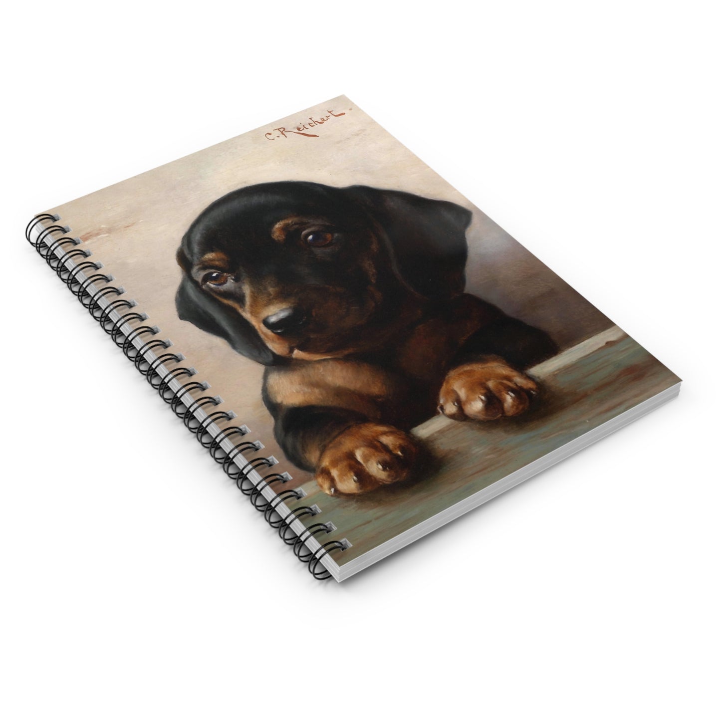 Art Inspired Dachshund Spiral Notebook Pet Journal, Dog Lover Gift Piebald