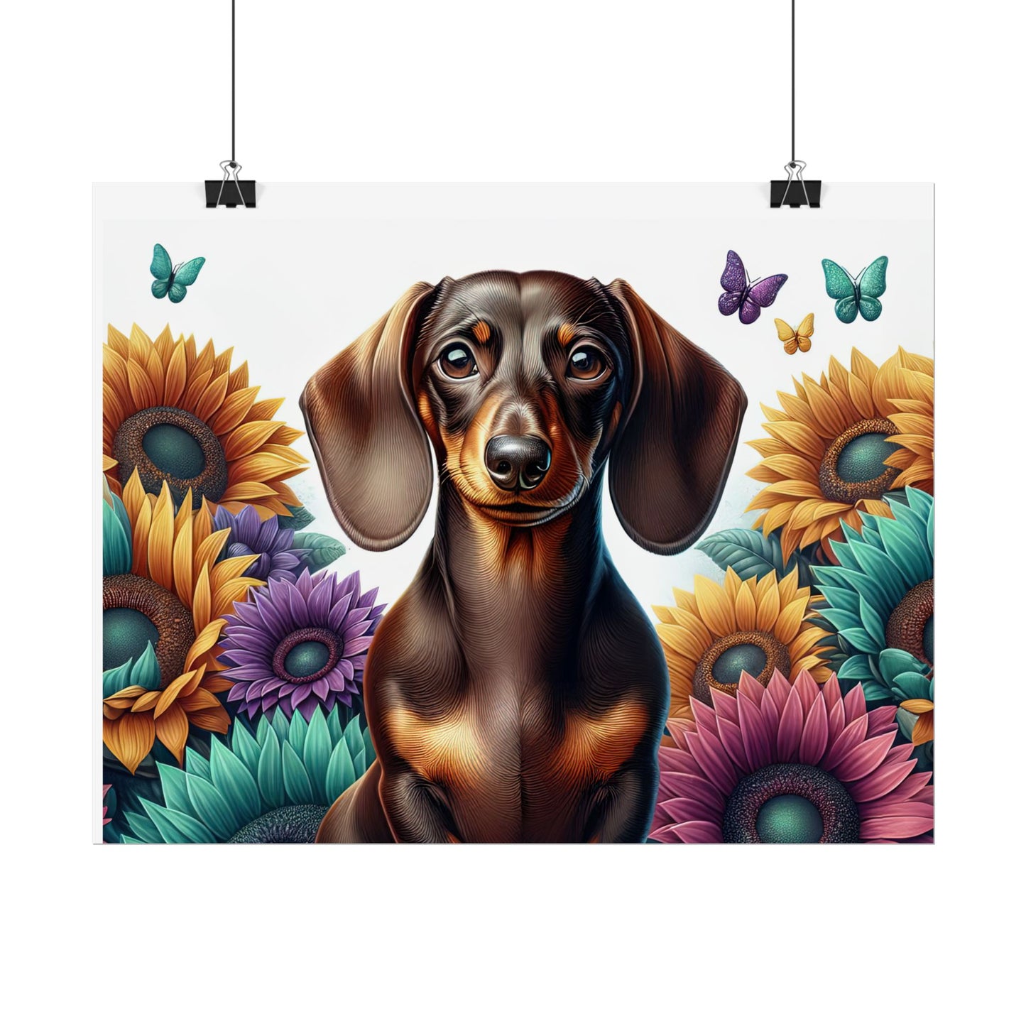 Floral Dachshund Rolled Posters
