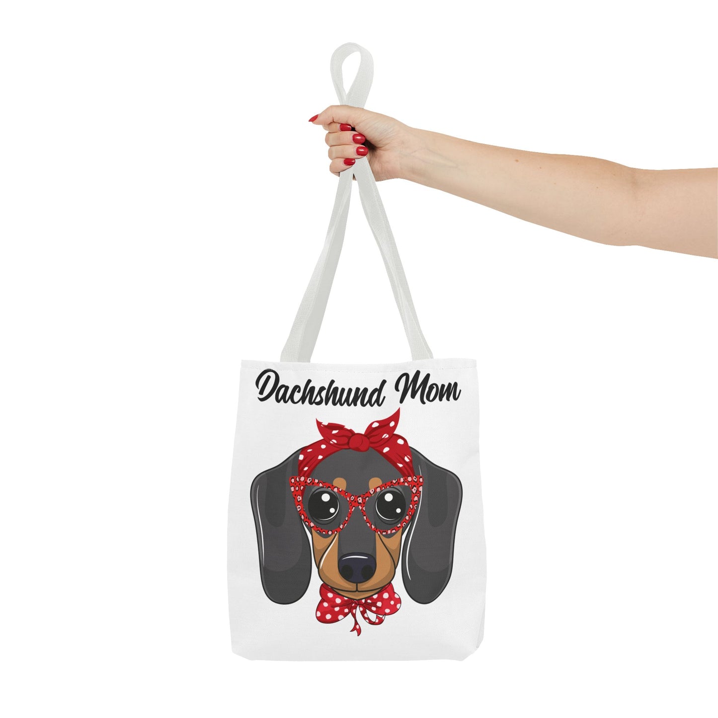 Retro Mom Black and Tan Dachshund Puppy Tote Bag Bright and Cheerful Weiner Doxie