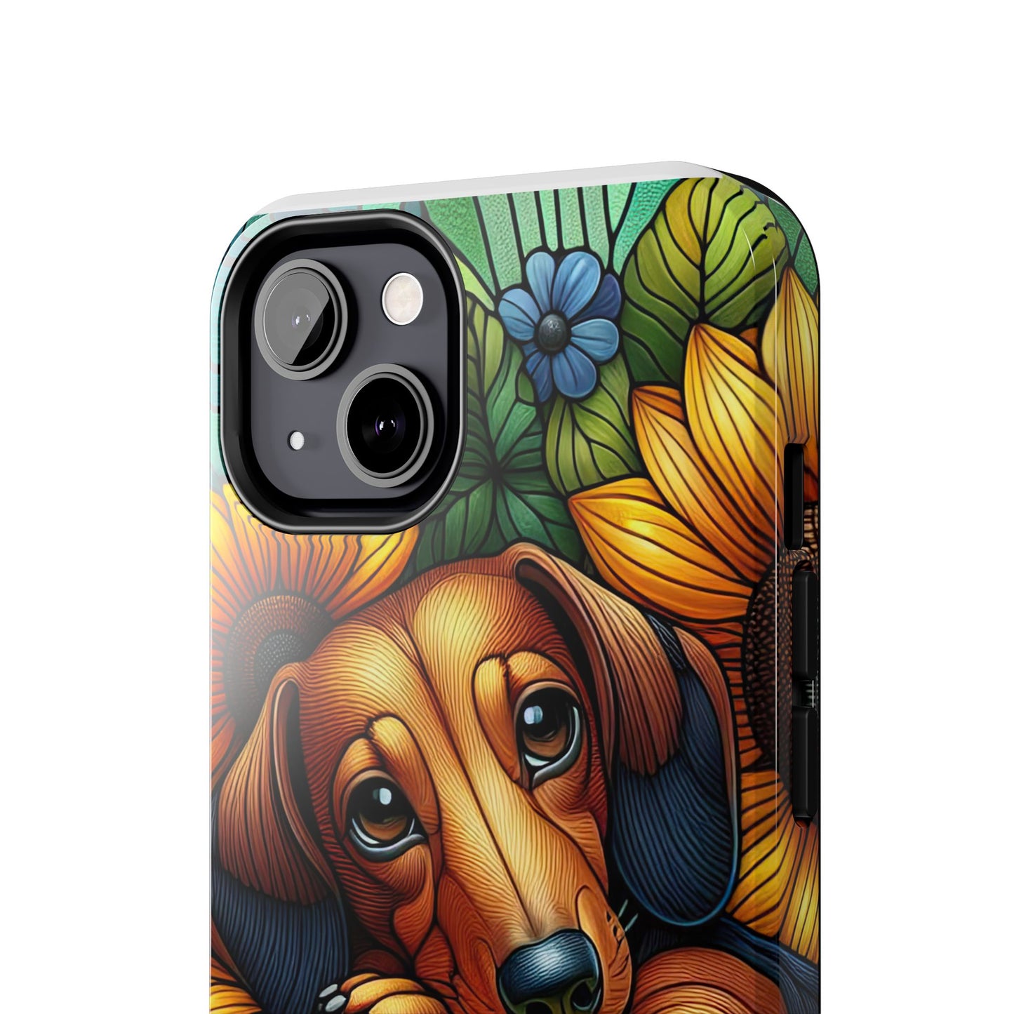 Cute Dachshund Phone Case Dog Lover Gift Tough Phone Cover Doxie Stained Glass