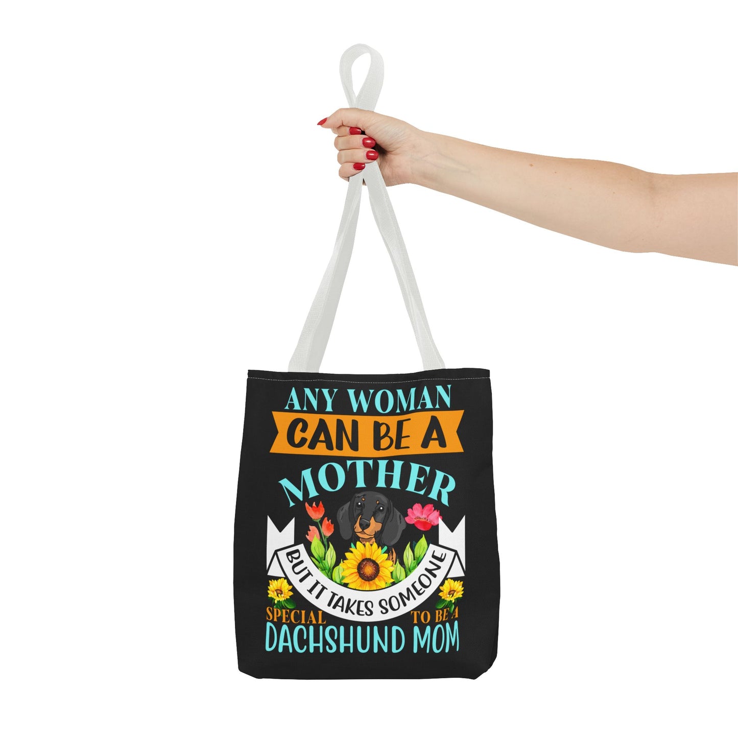 Mom Dachshund Puppy Tote Bag Bright and Cheerful Weiner Doxie