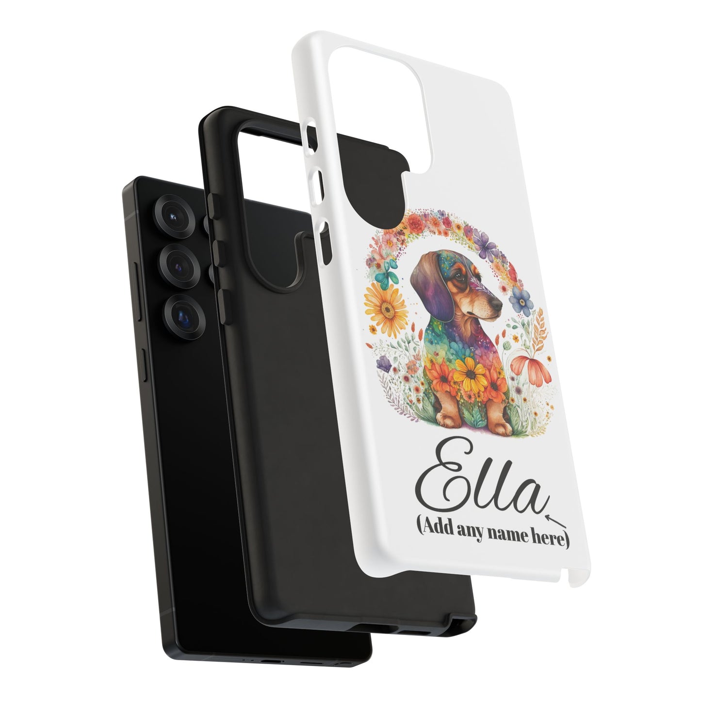 Personalized Dachshund Case for Pet Lovers Floral Phone Case Custom Name Phone