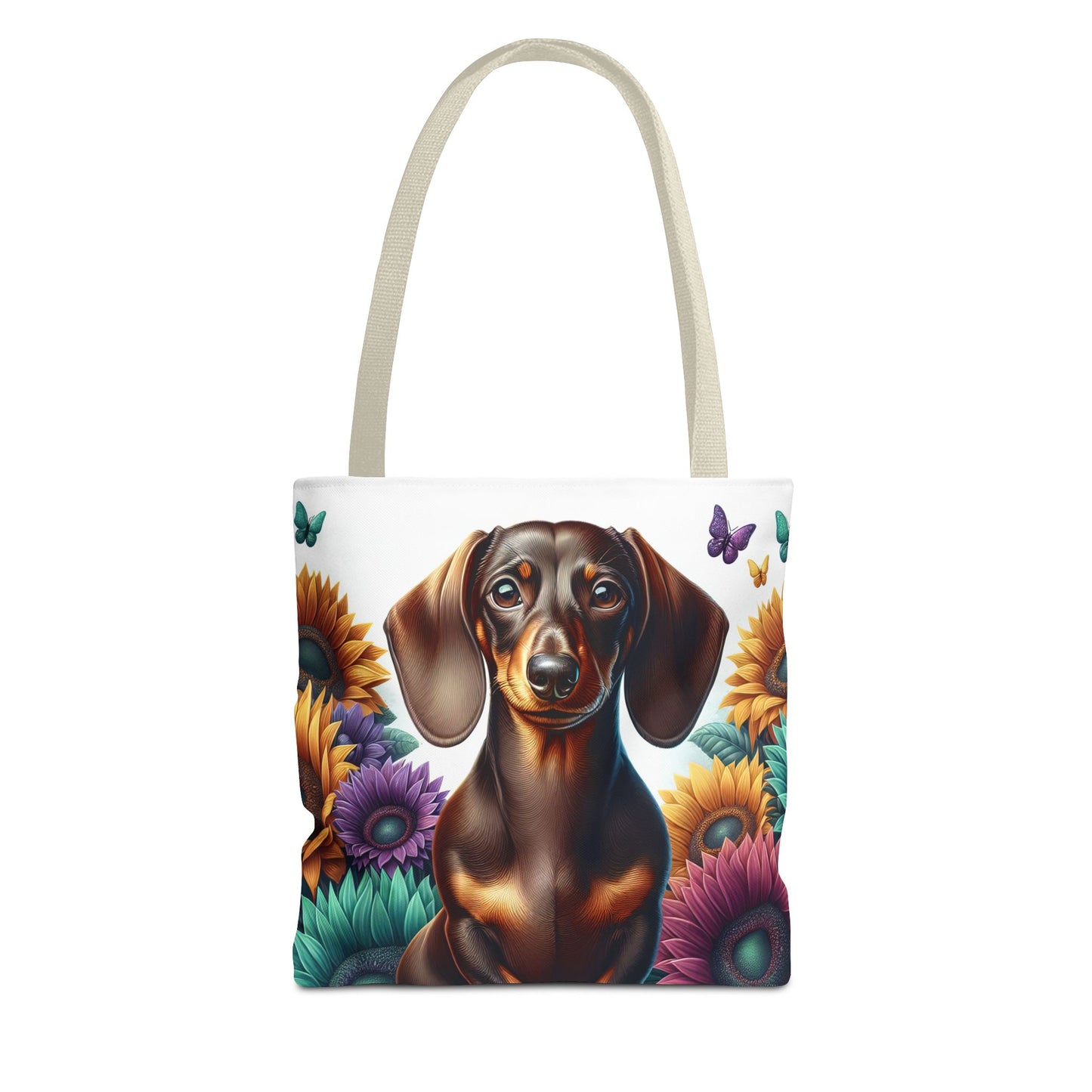 Brilliant Color Black and Tan Dachshund Puppy Tote Bag Bright and Cheerful Weiner Doxie