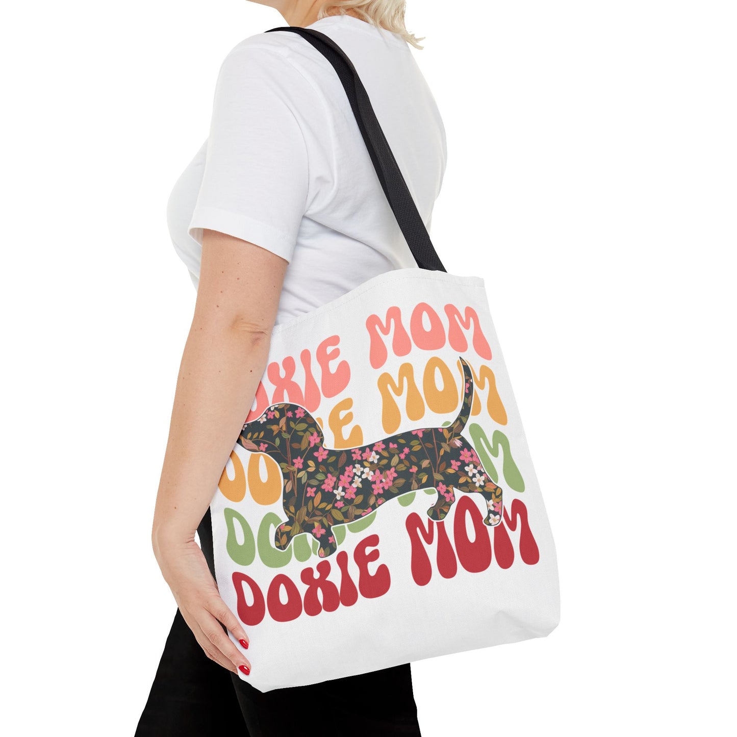 Black and Tan Dachshund Puppy Tote Bag Bright and Cheerful Weiner Doxie Patterned