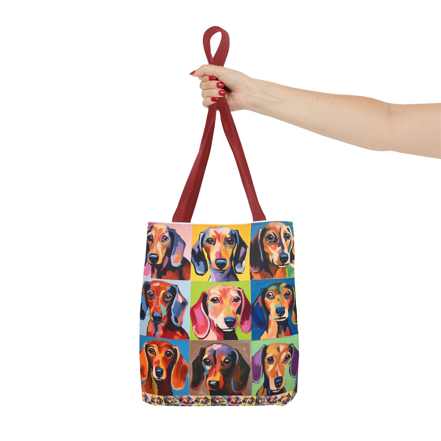 Colorful Dachshund Tote Bag Bright and Cheerful Brown Dapple Weiner