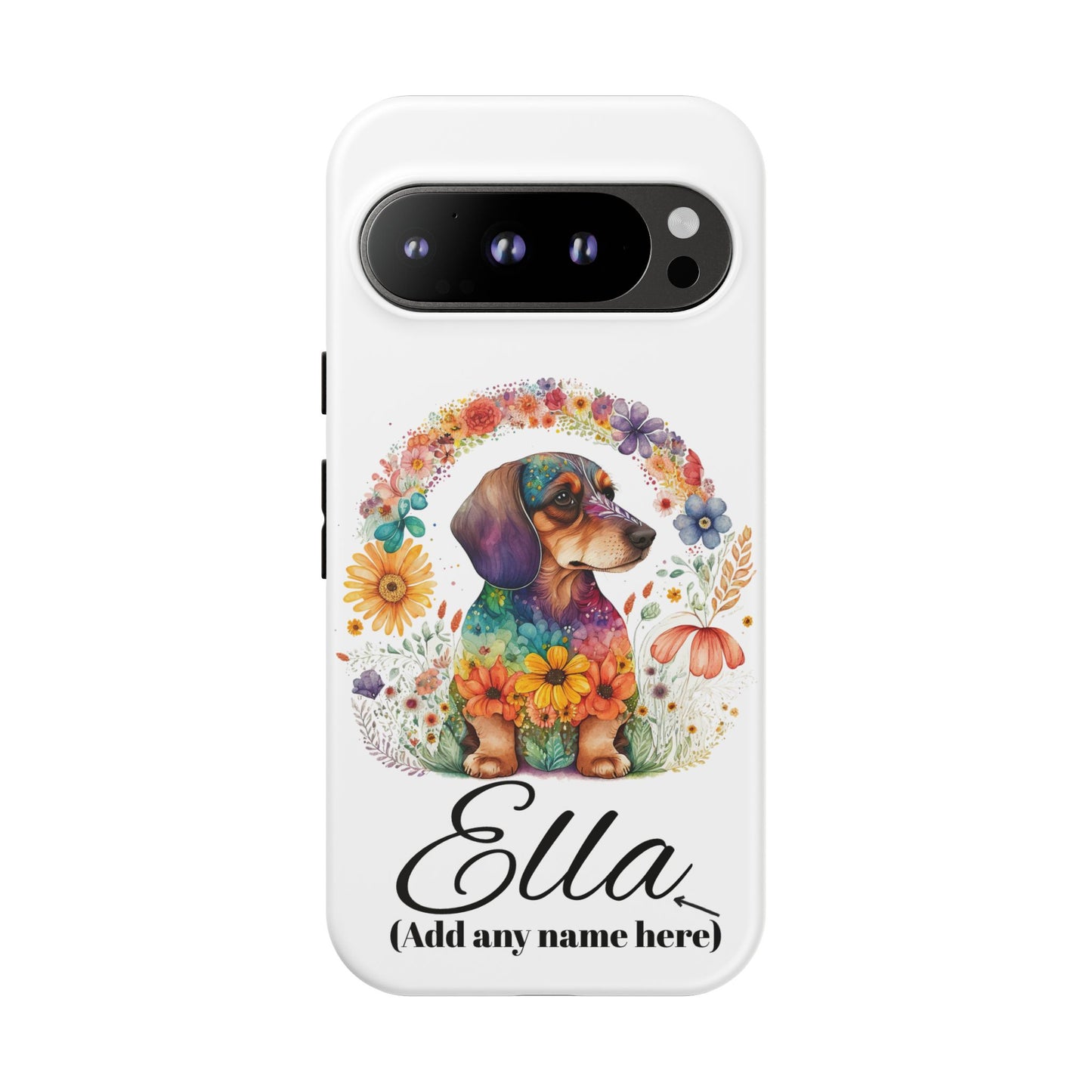 Personalized Dachshund Case for Pet Lovers Floral Phone Case Custom Name Phone