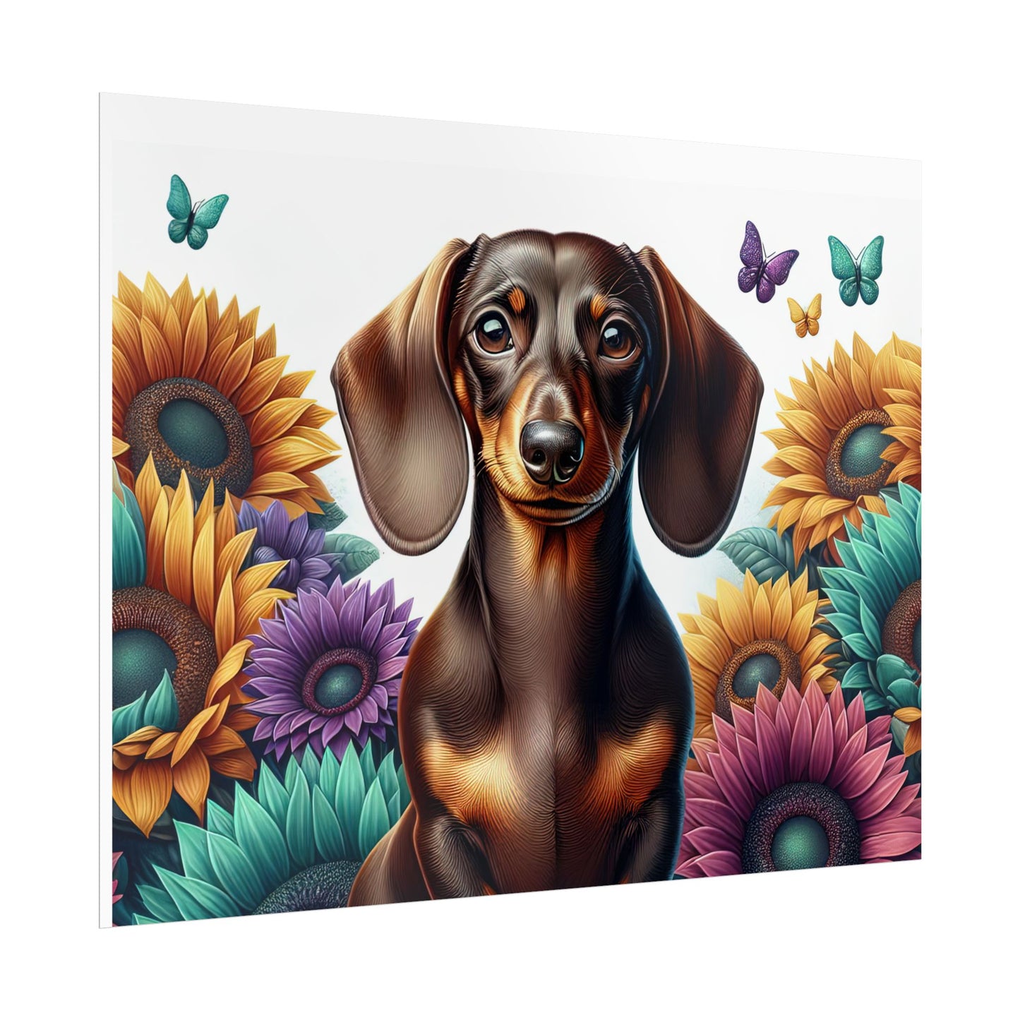 Floral Dachshund Rolled Posters