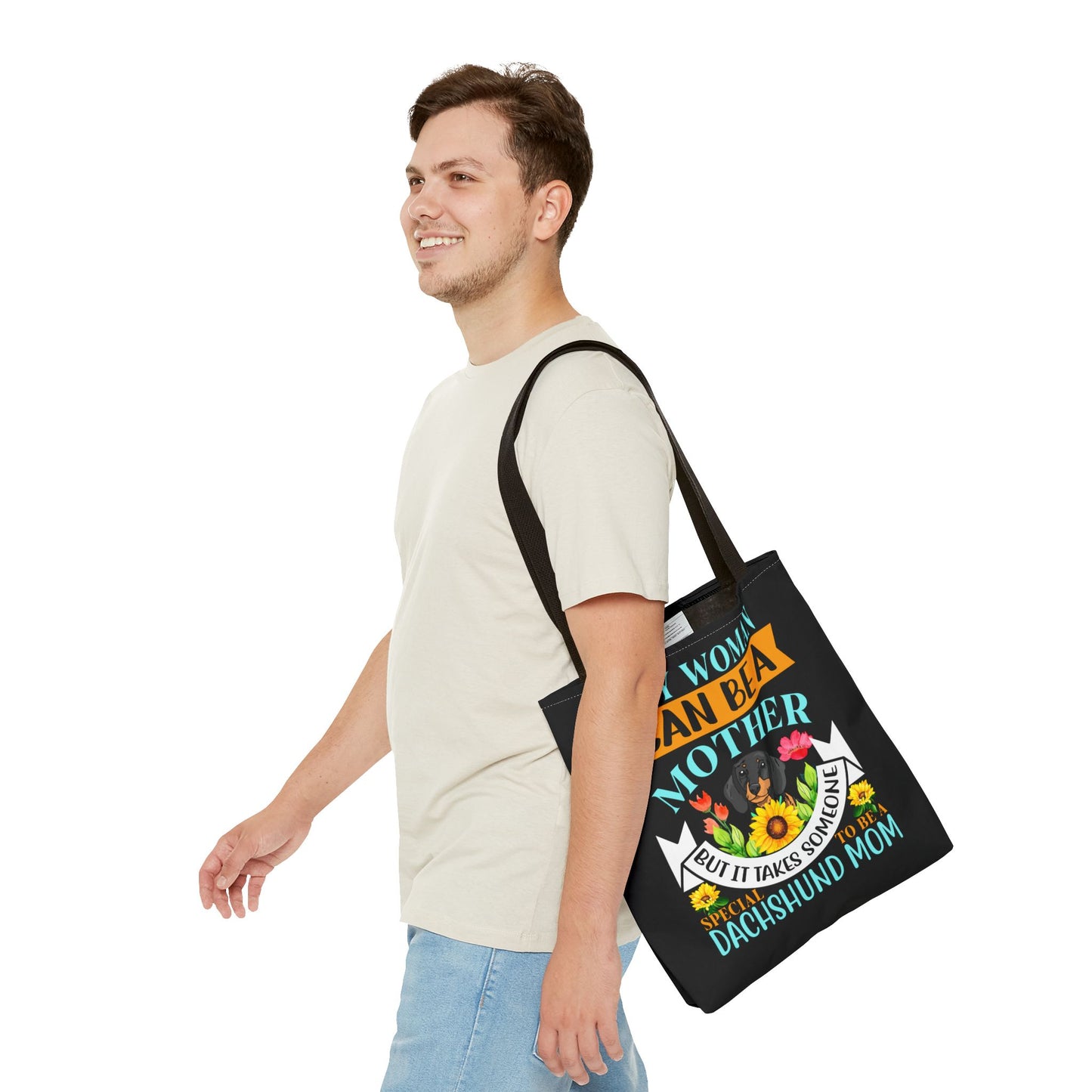 Mom Dachshund Puppy Tote Bag Bright and Cheerful Weiner Doxie