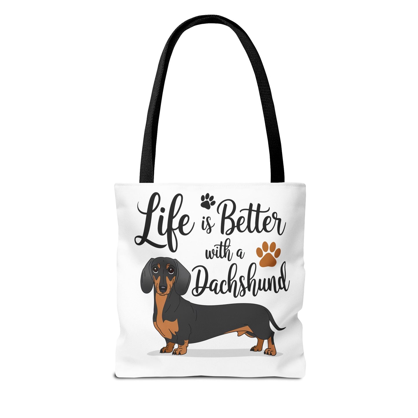 Black and Tan Dachshund Puppy Tote Bag Bright and Cheerful Weiner Doxie