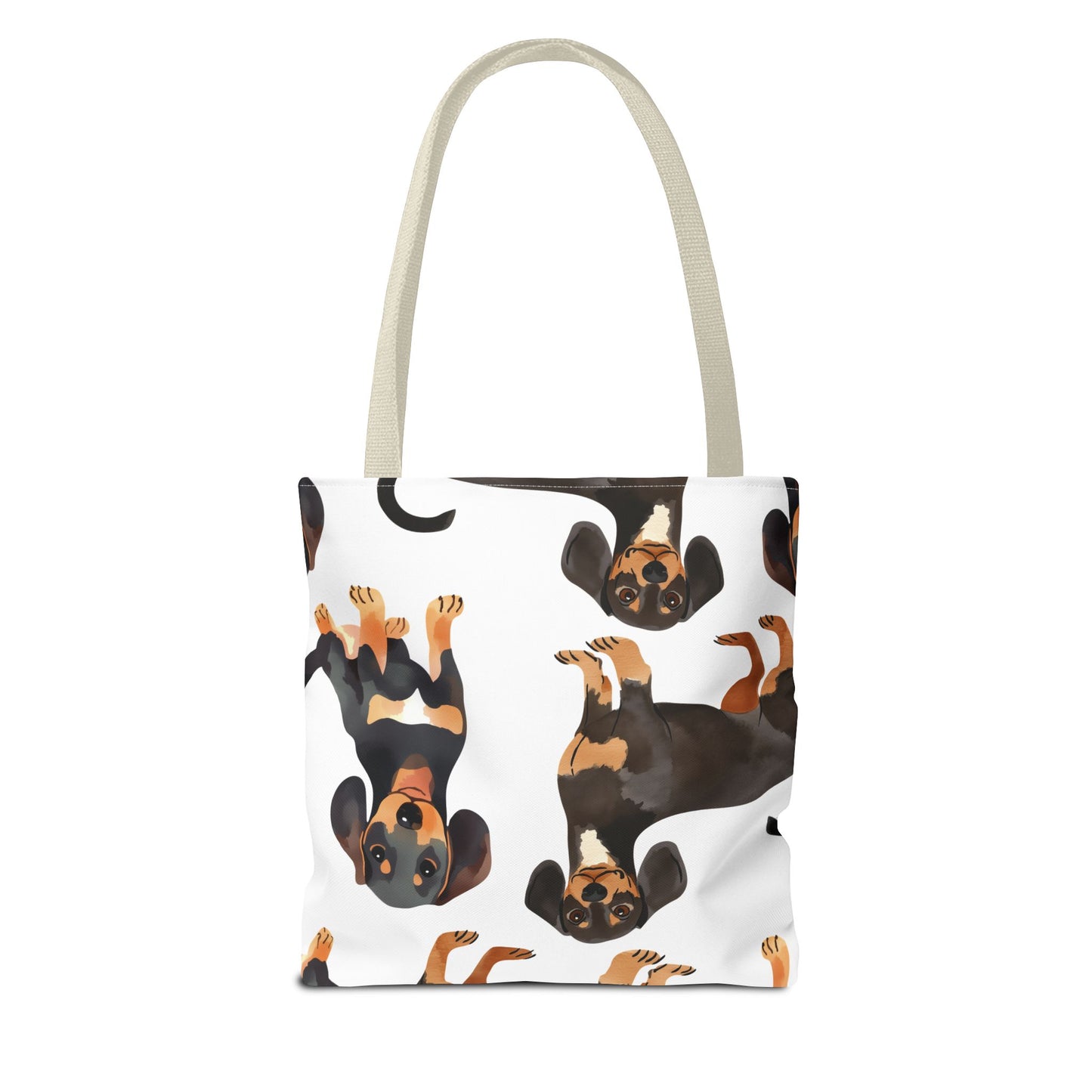 Black and Tan Dachshund Puppy Tote Bag Bright and Cheerful Weiner Doxie Patterned
