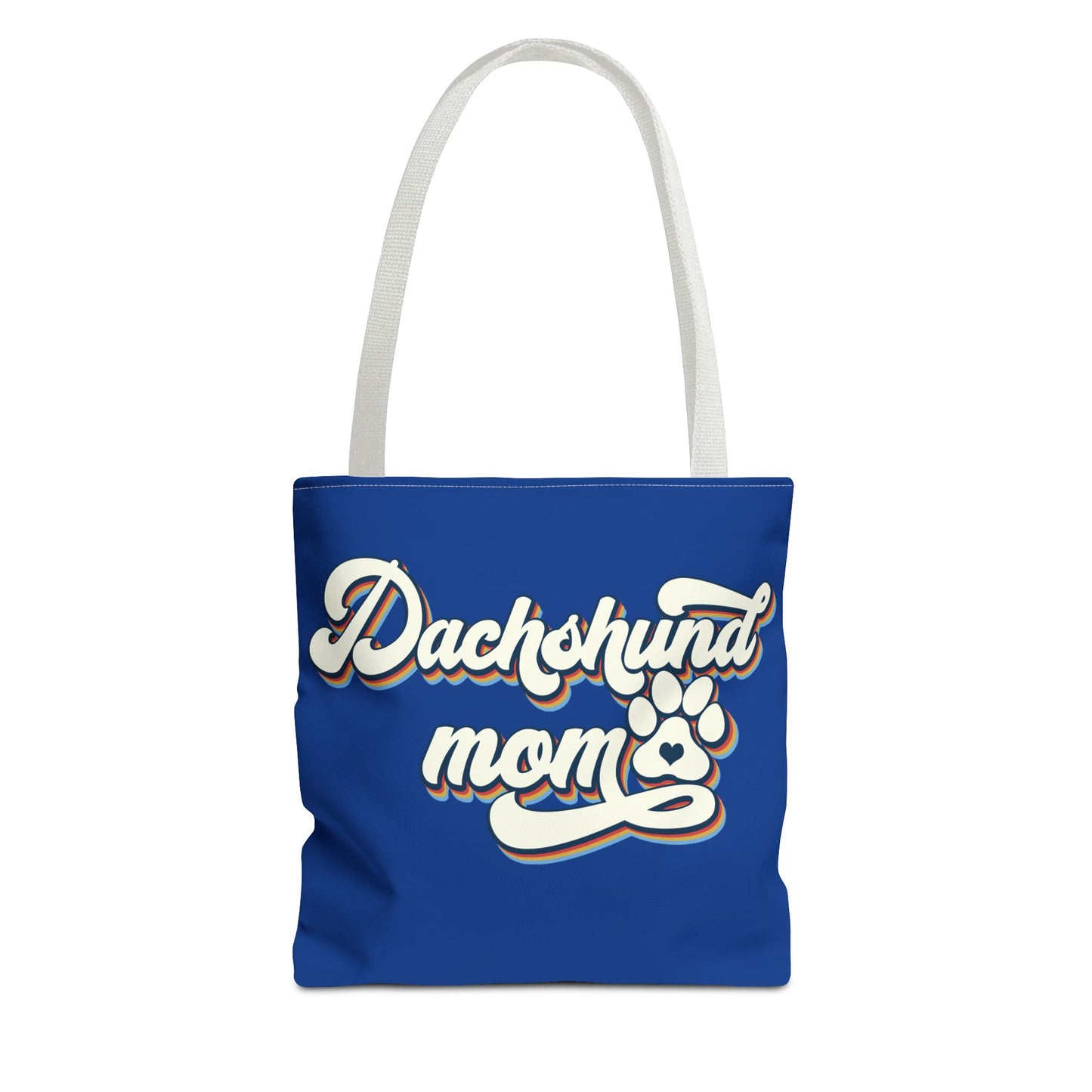Navy Blue Dachshund Puppy Tote Bag Bright and Cheerful Weiner Doxie