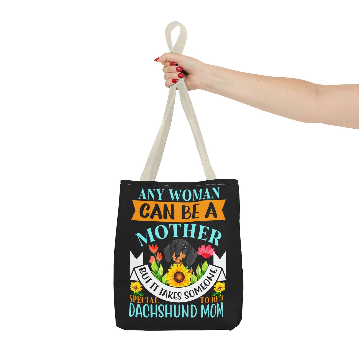 Mom Dachshund Puppy Tote Bag Bright and Cheerful Weiner Doxie