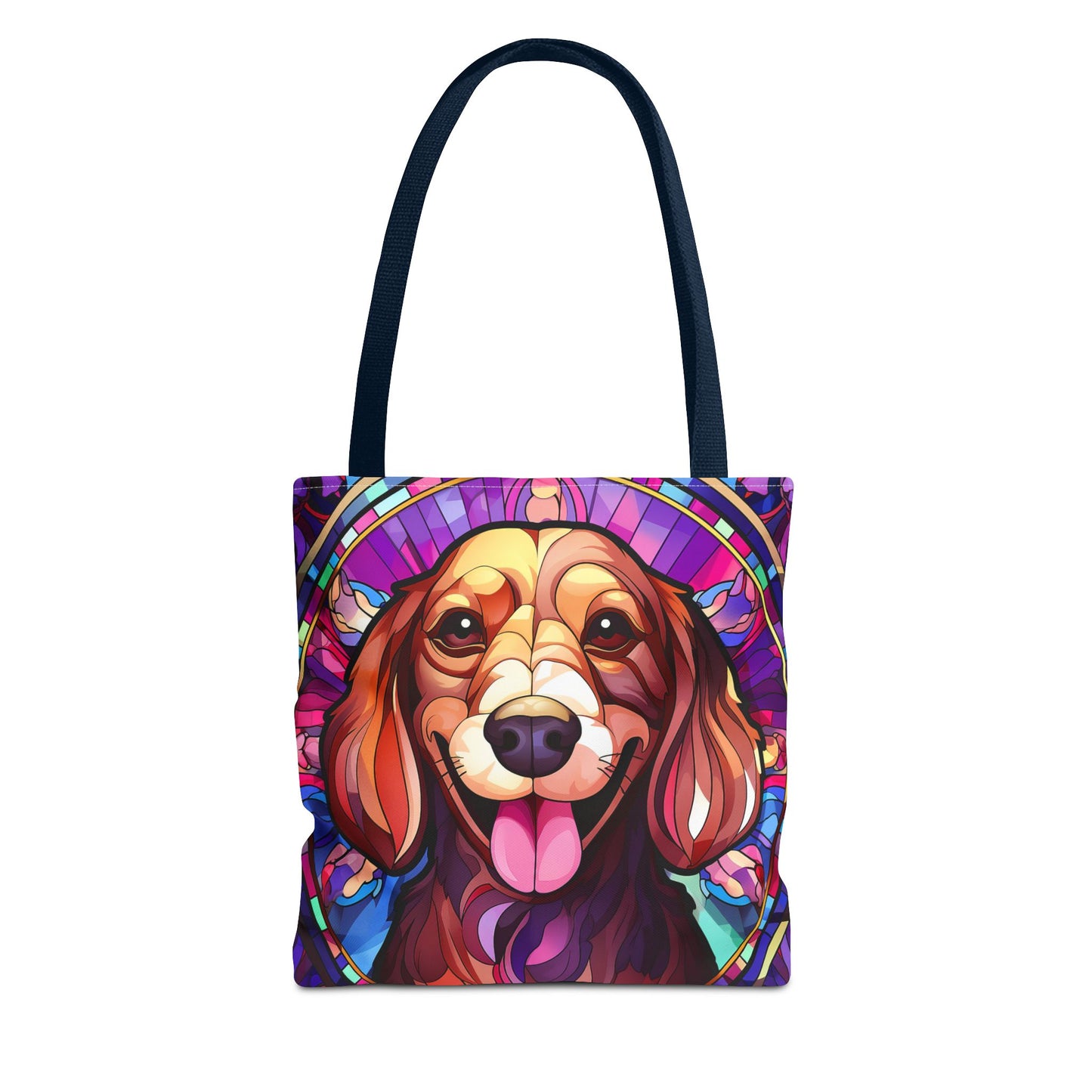 Stained Glass Red Dachshund Puppy Tote Bag Bright and Cheerful Weiner