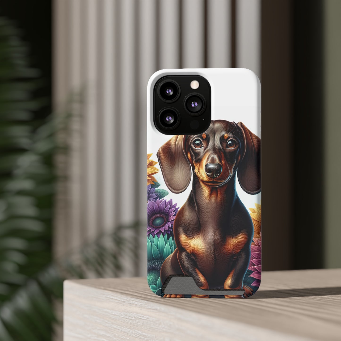 Dachshund Phone Case, Trendy Wallet Case for Dog Lovers, Cute Card Holder Cover, Animal Print Accessory, Slim Protective