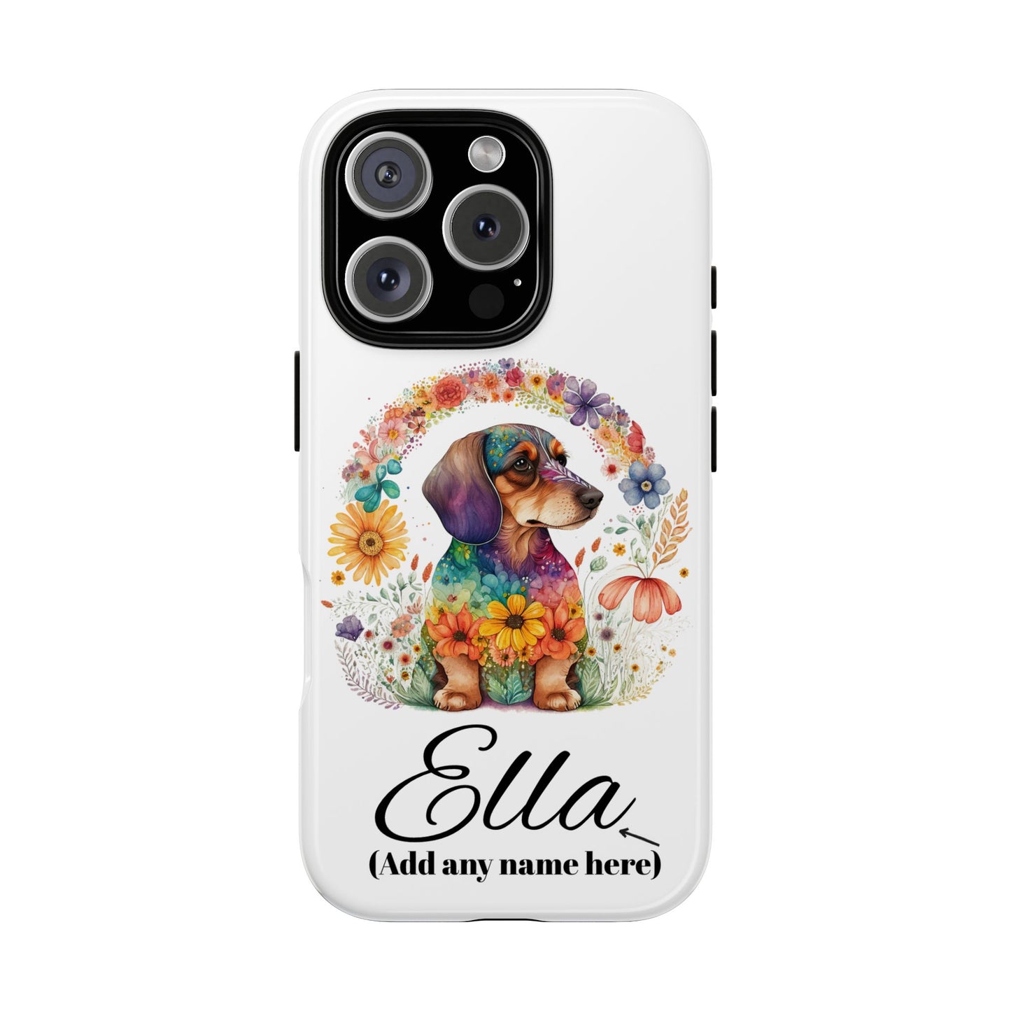 Personalized Dachshund Case for Pet Lovers Floral Phone Case Custom Name Phone