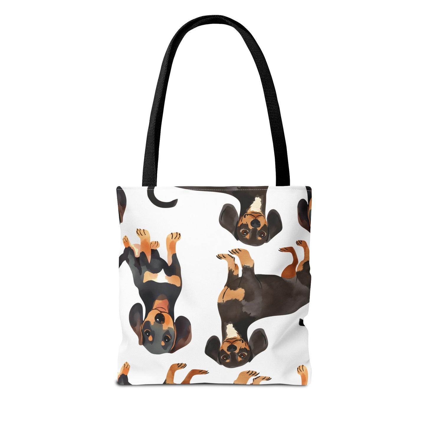 Black and Tan Dachshund Puppy Tote Bag Bright and Cheerful Weiner Doxie Patterned