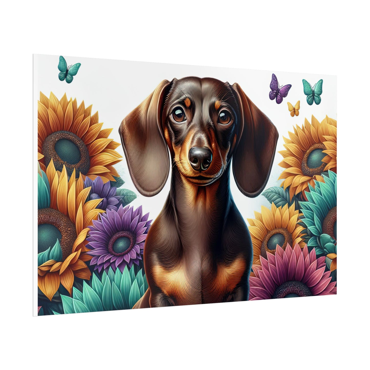 Floral Dachshund Rolled Posters