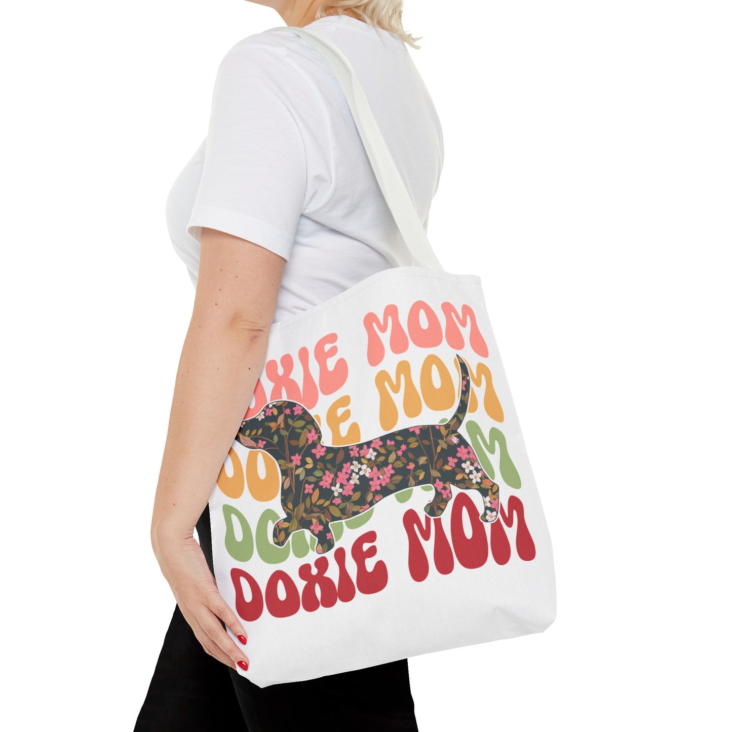 Black and Tan Dachshund Puppy Tote Bag Bright and Cheerful Weiner Doxie Patterned