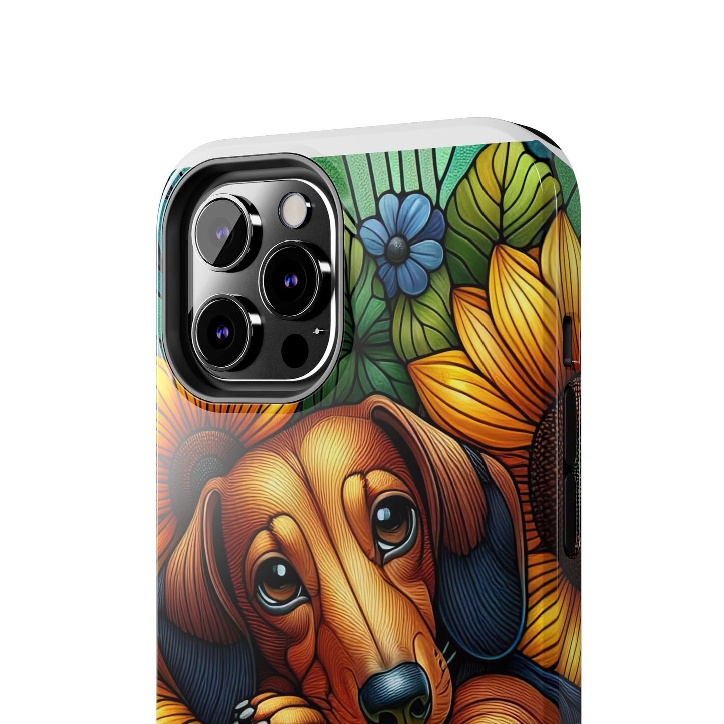 Cute Dachshund Phone Case Dog Lover Gift Tough Phone Cover Doxie Stained Glass