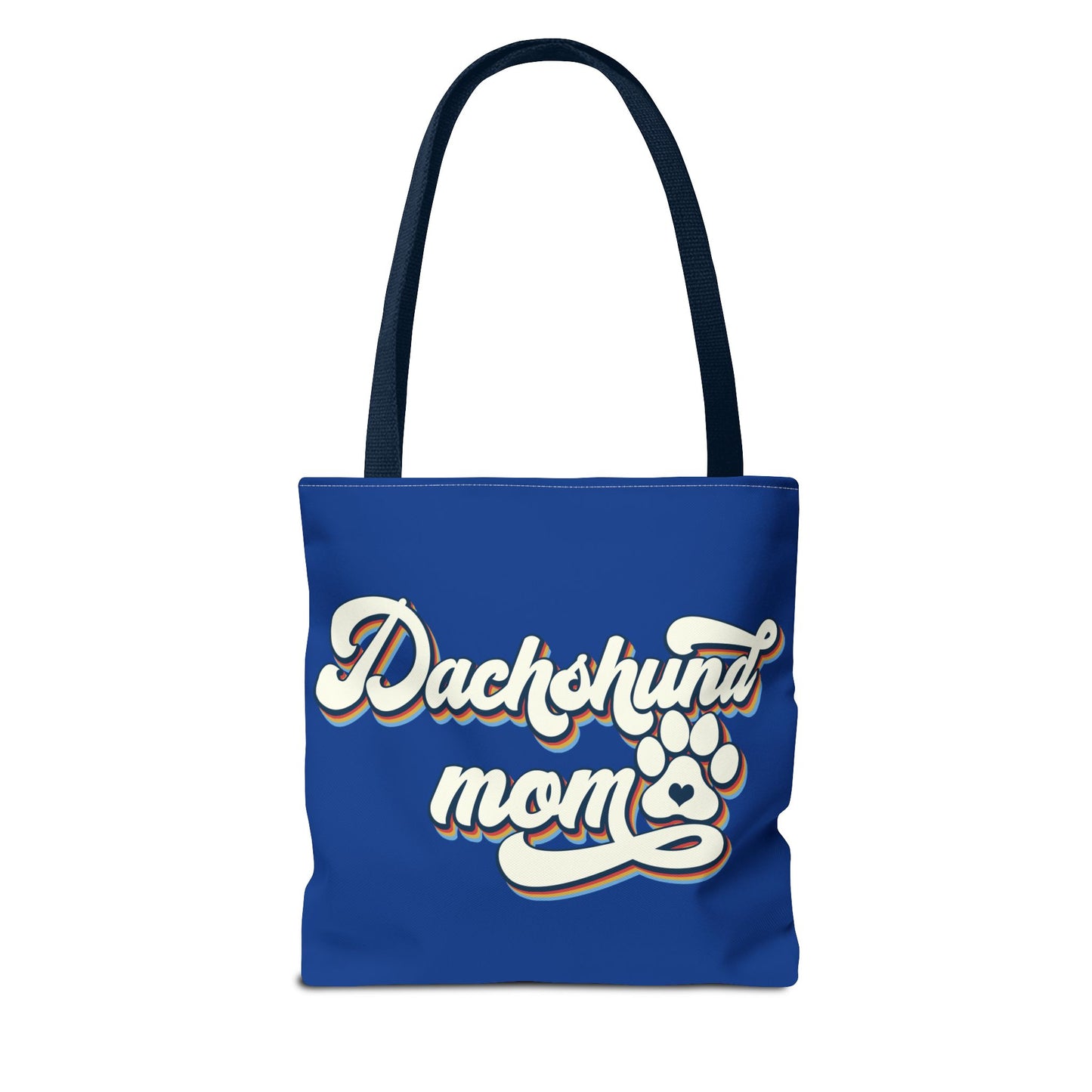Navy Blue Dachshund Puppy Tote Bag Bright and Cheerful Weiner Doxie