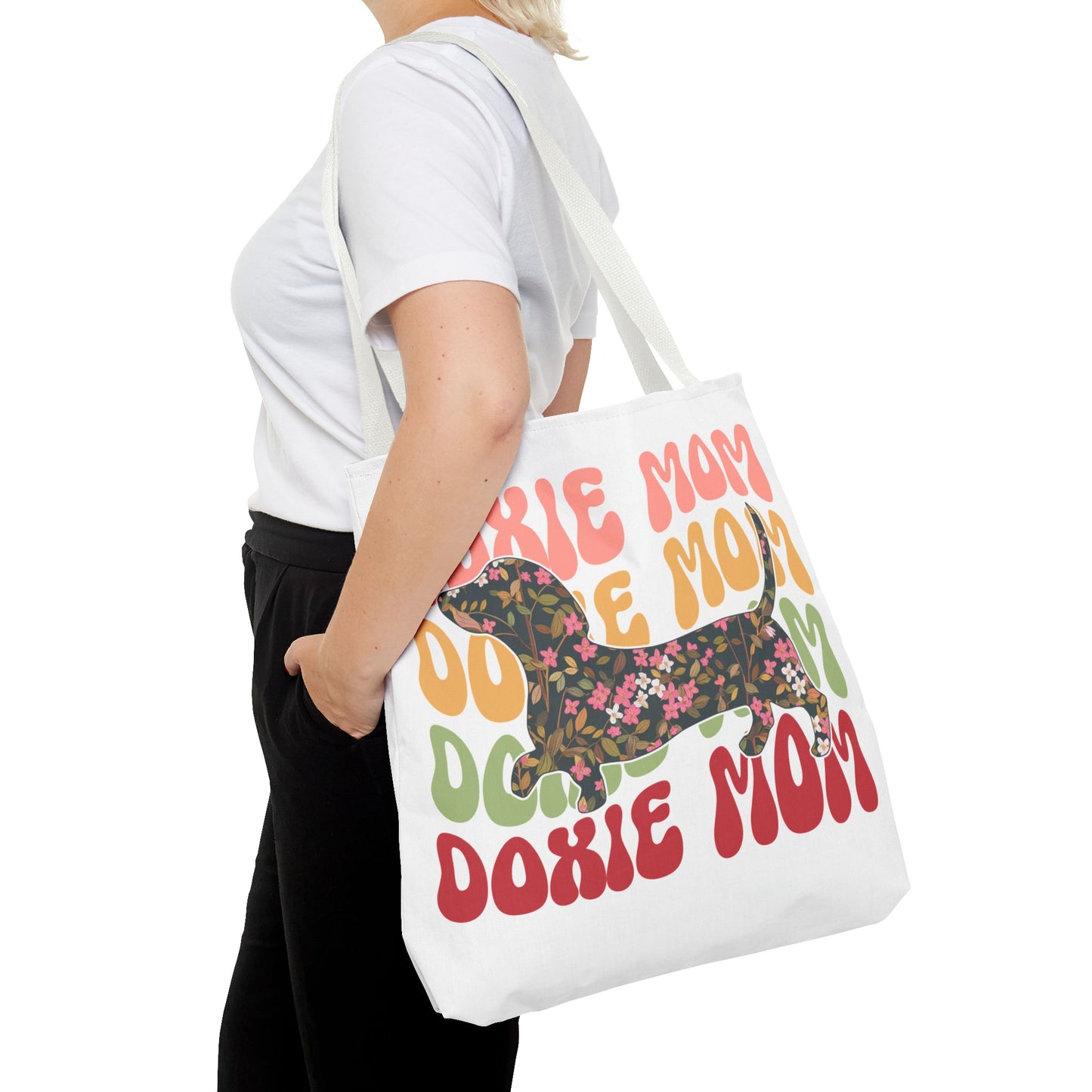 Black and Tan Dachshund Puppy Tote Bag Bright and Cheerful Weiner Doxie Patterned