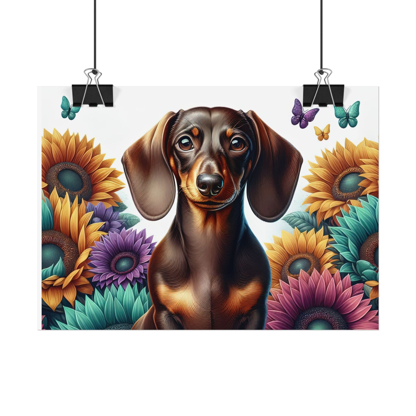 Floral Dachshund Rolled Posters